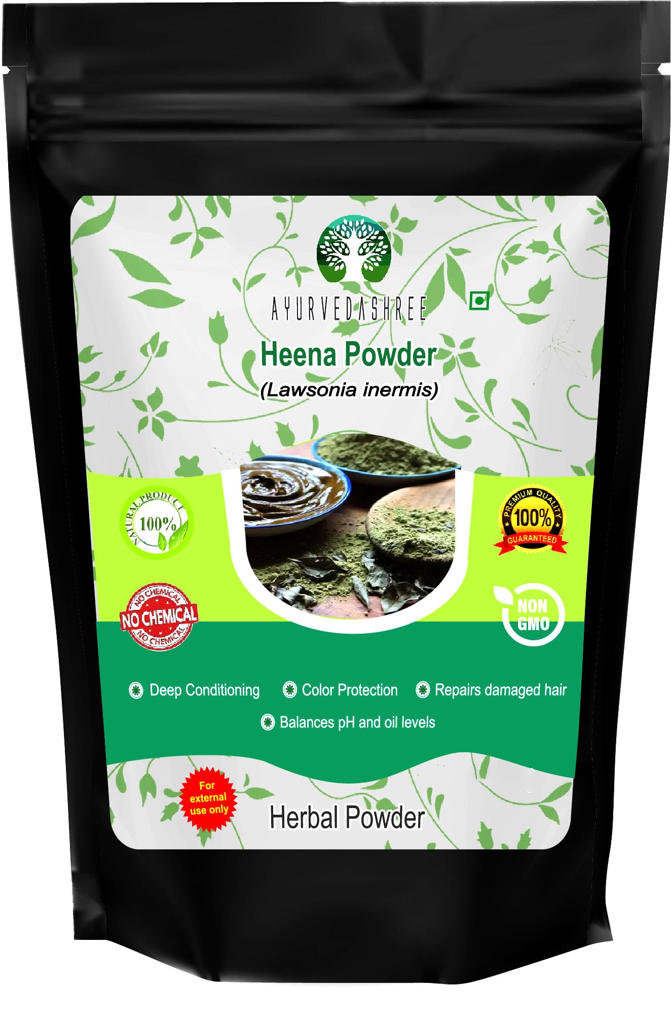 AYURVEDASHREE Natural & Pure Henna (Lawsonia Inermis) 50 Gm | Triple Sifted Red Hair Color | No Chemicals or Additives