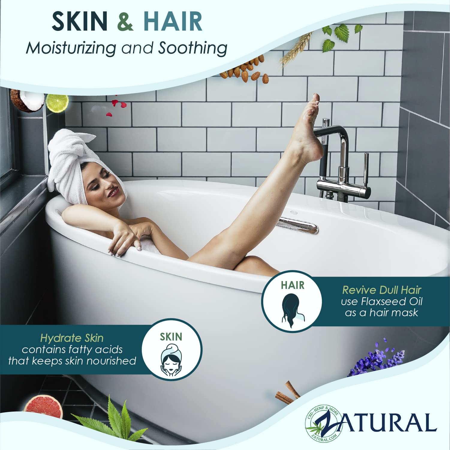 Zatural Flaxseed Oil Organically Grown 100% Pure Flax Seeds Cold Pressed Vegan Omega Fatty Acids (8oz)