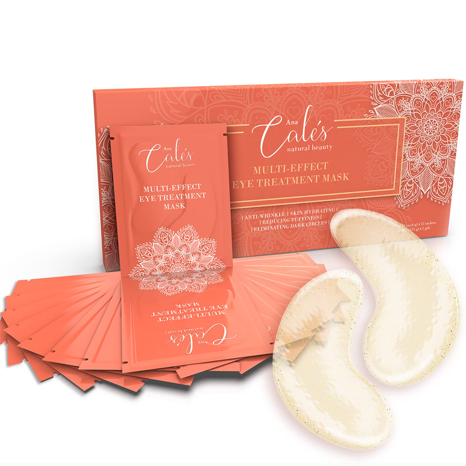 Under Eye Patches for Dark Circles Collagen Eye Mask for Puffy Eyes with Hyaluronic Acid Under Eye Pads for Wrinkles Gold Eye Masks Under Eye Bags Treatment for Men and Women 15pack and Bonus by Cales