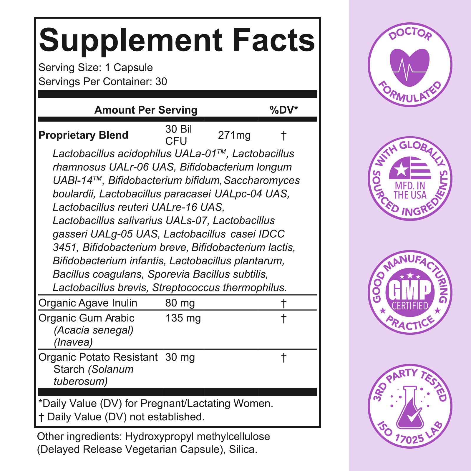 Premom Prenatal Pre & Probiotics for Women: Organic Prebiotics, 30 Billion CFU, 18 Diverse Strains - Supports Digestive, Gut & Immune Health for Mom and Baby - Daily Capsules