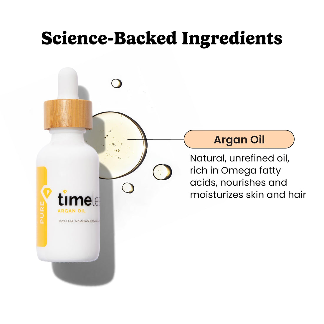 Timeless Skin Care Argan Oil - 100% Pure Argan Oil for Face & Hair Care - For Dry Skin - Fragrance-Free - Use with Moisturizer or Hair Products - 2 oz