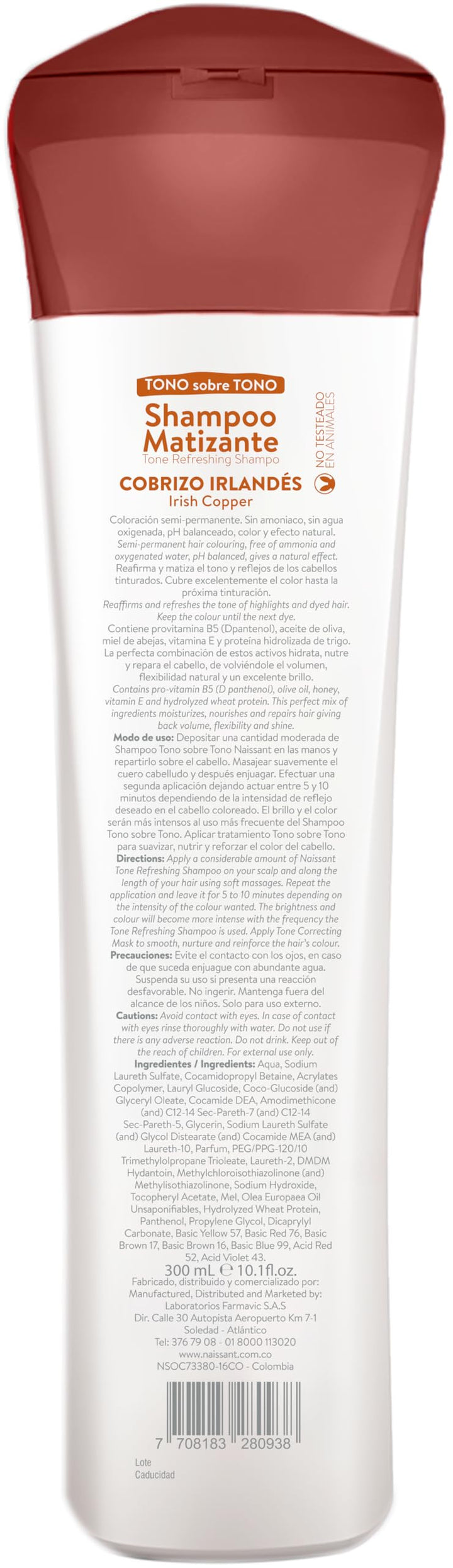 naissant Irish Copper Hair Toning Shampoo | Color Depositing | Refresh & Neutralize Brassy Tones | Paraben, Ammonia & Sulfate Free | Pro-Vitamin B5, Olive Oil & Honey (Cobrizo) 10.1 Fl Oz