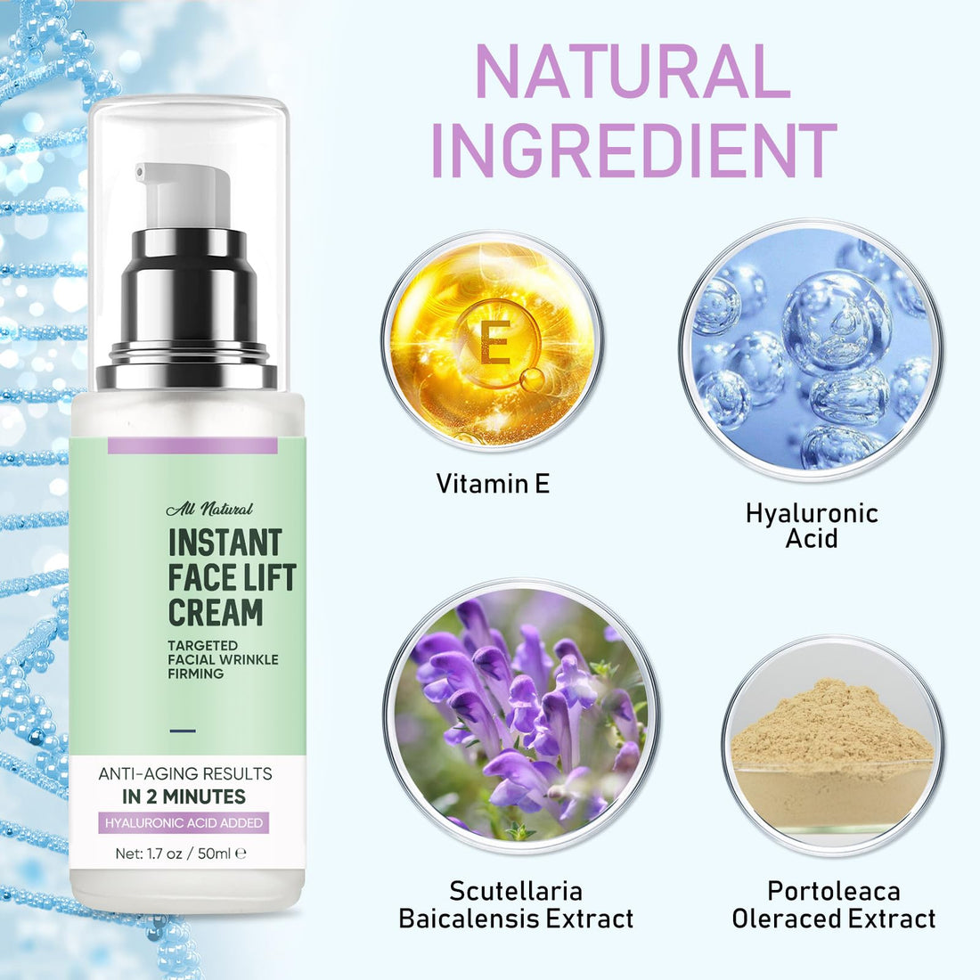 Feugole Instant Face Lift Cream,Skin Tighten And Lift Neck Cream for Women with Plant Extract, Neck, Eye Anti-aging Serum for Smoothing Fine Lines, Wrinkles and Firming Loose Sagging Skin-50ML