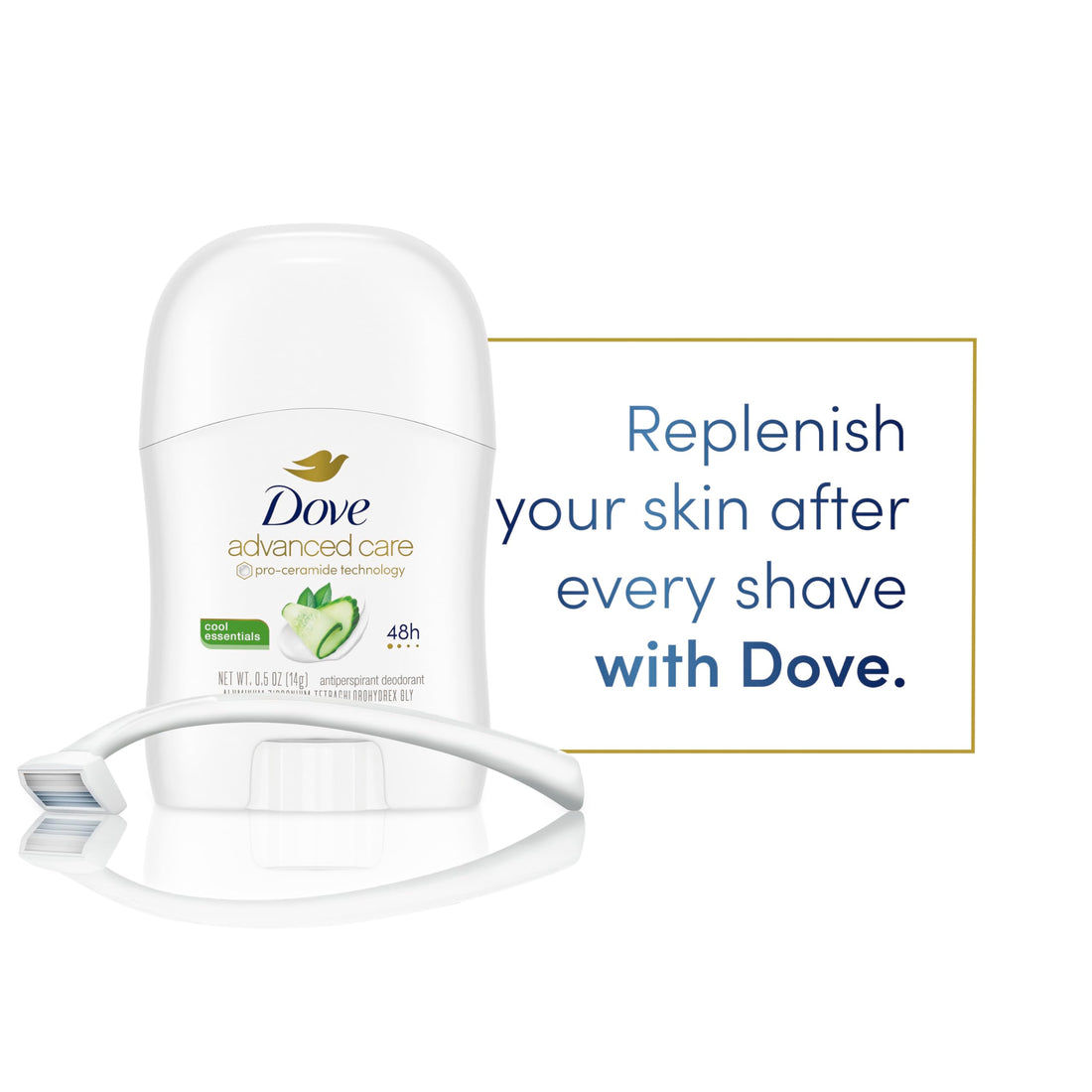 Dove Advanced Care Travel Sized Antiperspirant Deodorant Stick for Women, Cool Essentials, for 48 Hour Protection And Soft And Comfortable Underarms, 0.5 oz, 36 Count