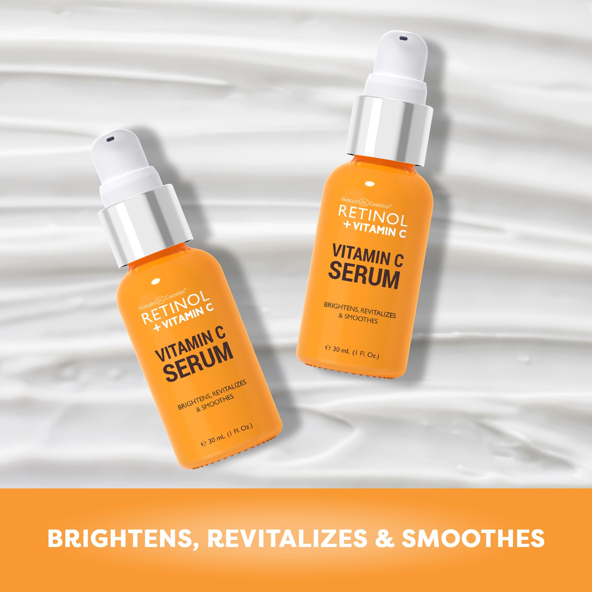 Retinol + Vitamin C Face Serum - Anti Aging Facial Serum, Evens Skin Tone, Diminishes Fine Lines and Wrinkles, Sun Damage & Dark Spots, Restores Radiance, Locks In Moisture - 1 FL. Oz