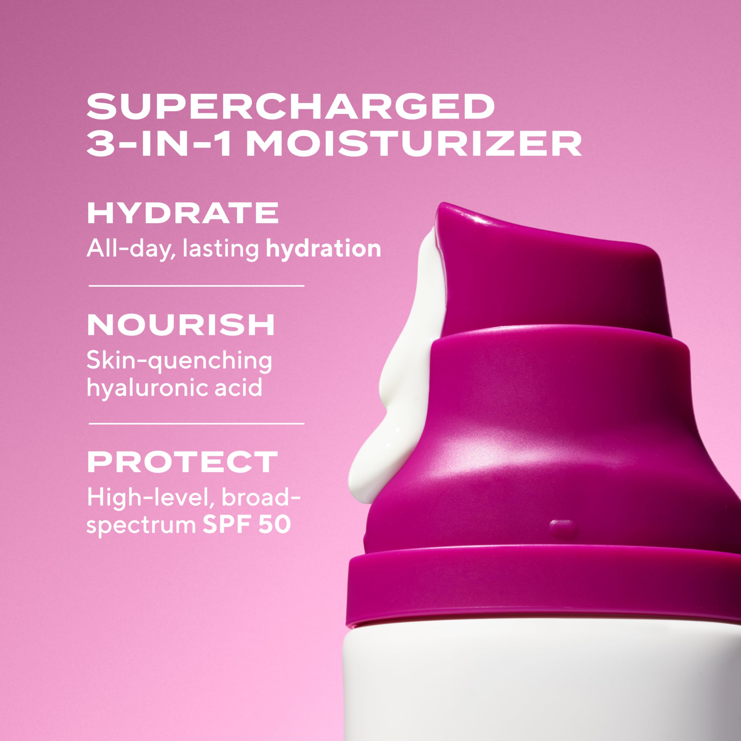 Murad Superactive Hydrating Moisturizer SPF 50 - Dewy Hydration Facial Suncreen Supercharged with Hyaluronic Acid For Plump and Bouncy Skin - 1.7FL Oz