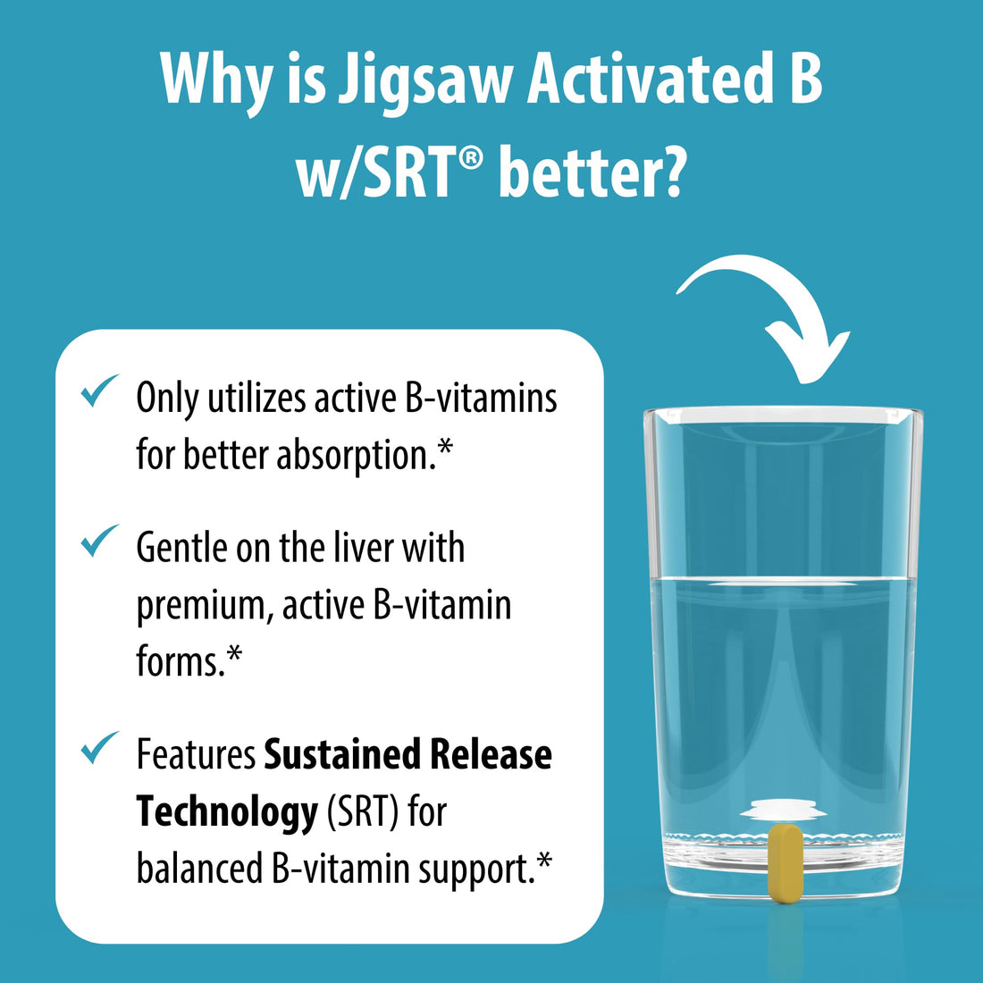 Jigsaw Health Activated B w/SRT | Supports Healthy Nervous System and Energy Production | 120 Tablets