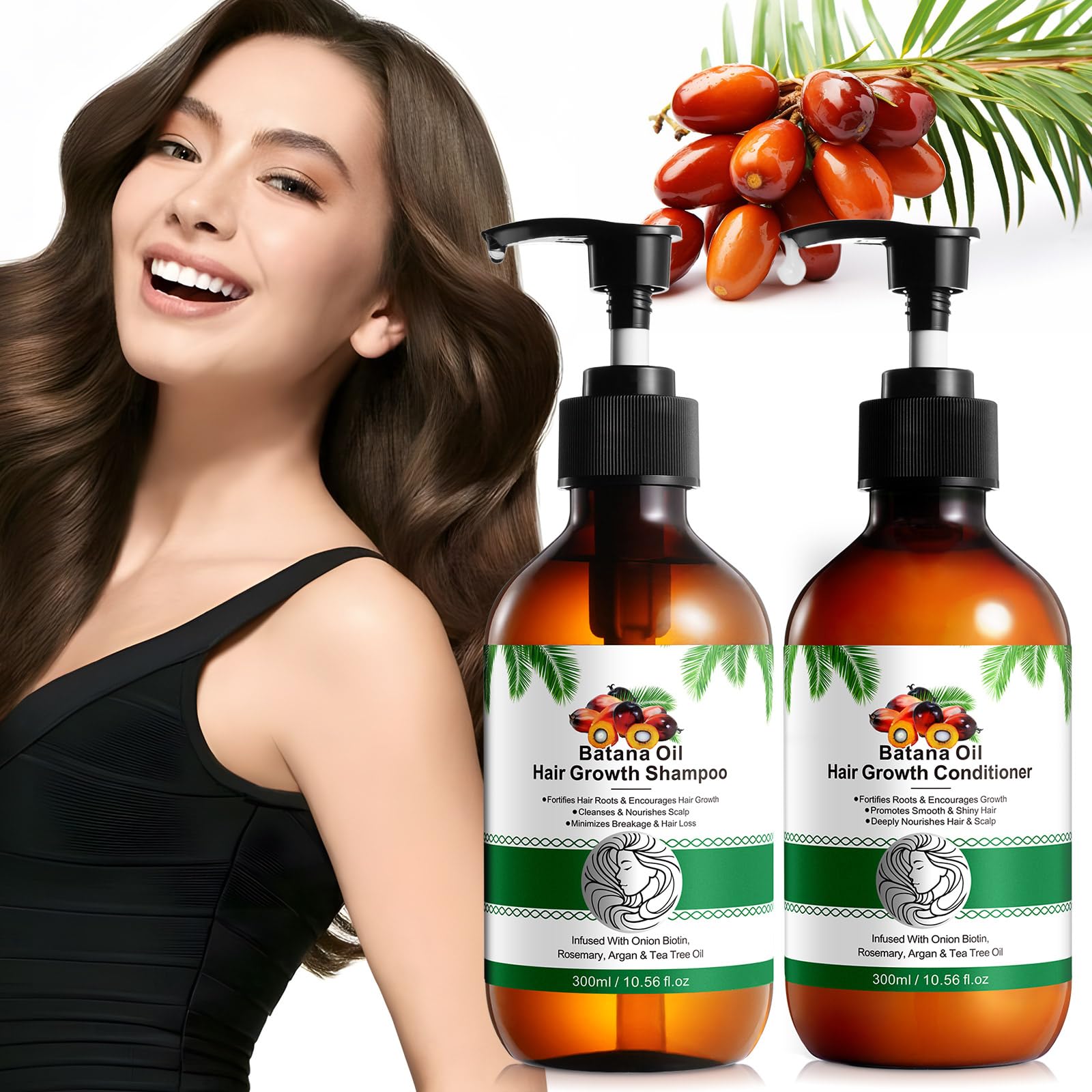 Batana Oil Hair Growth Shampoo and Conditioner Set Hair Loss Shampoo for Thinning Hair for Women and Men - Hydrates Dry Hair, Improves Scalp Health