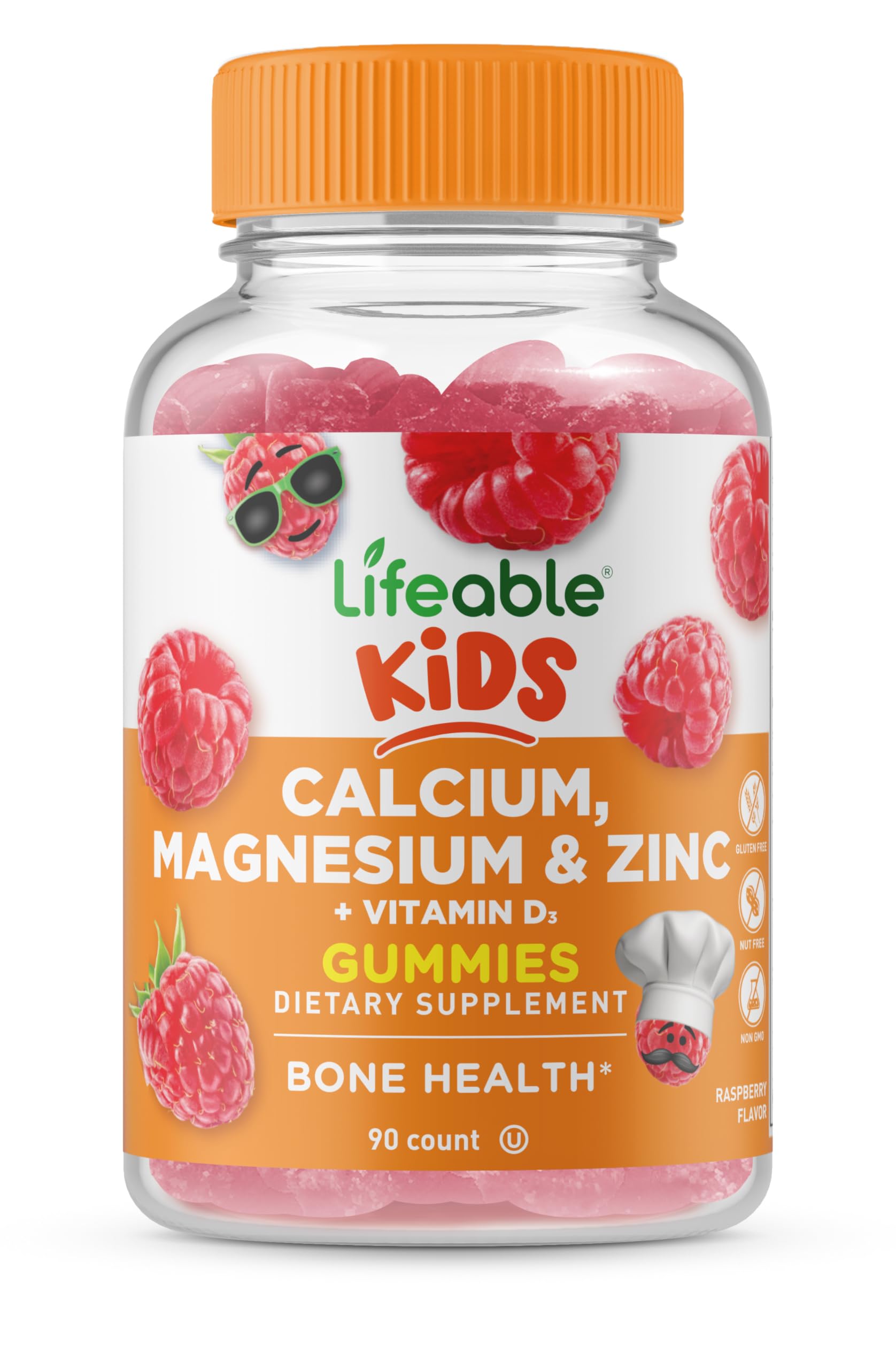 Lifeable Kids Calcium Magnesium Zinc Gummies | Calcium with Vitamin D3 | Great Tasting Calcium Supplements for Kids | Kids Calcium Gummies for Bone Health | Magnesium Calcium for Kids | 90 Gummies