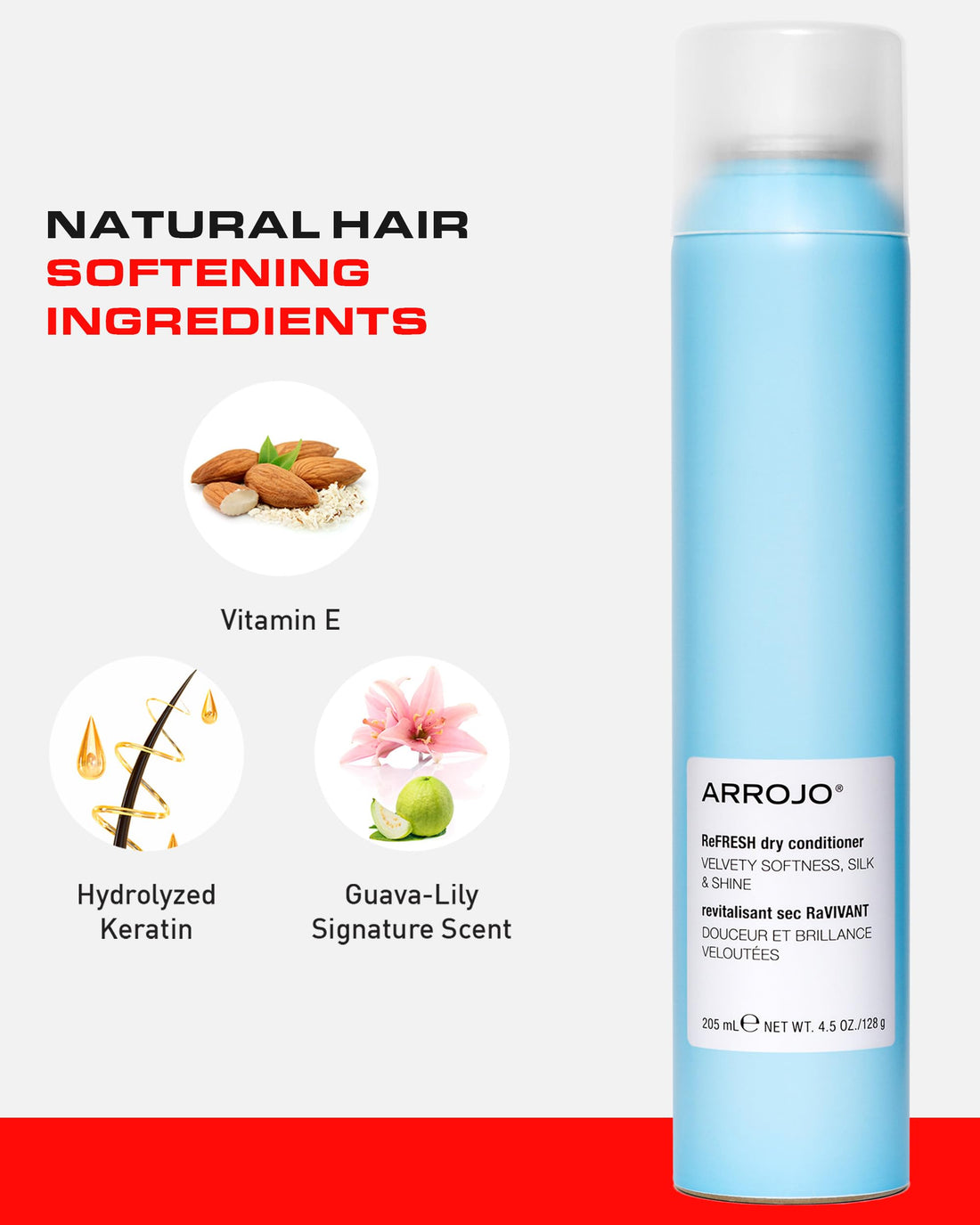 Leave In Conditioner Spray - Sulfate-Free, Paraben-Free ReFRESH Dry Conditioner Spray for Hair of All Types - Keratin & Vitamin E Anti Frizz Spray - Travel Conditioner for Men & Women by Arrojo, 4.5oz