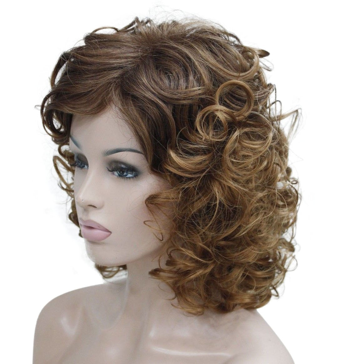#27+33T27: Lydell Short Soft Super Curly Synthetic Wigs Layered Natural Movement Dark Auburn And Strawberry Blonde Mix
