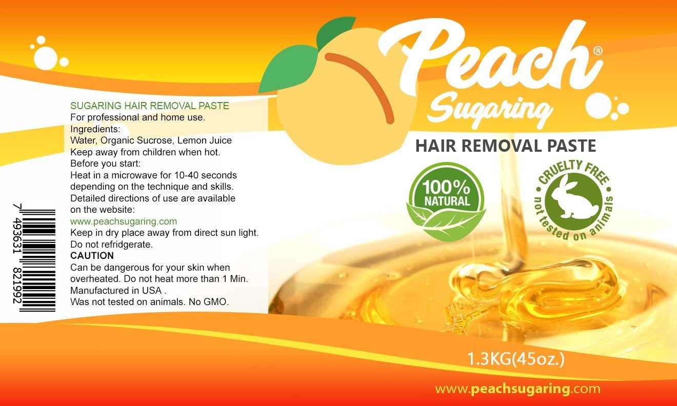Sugaring Paste Medium - Peach Sugaring Organic Hair Removal Wax 45 Oz.