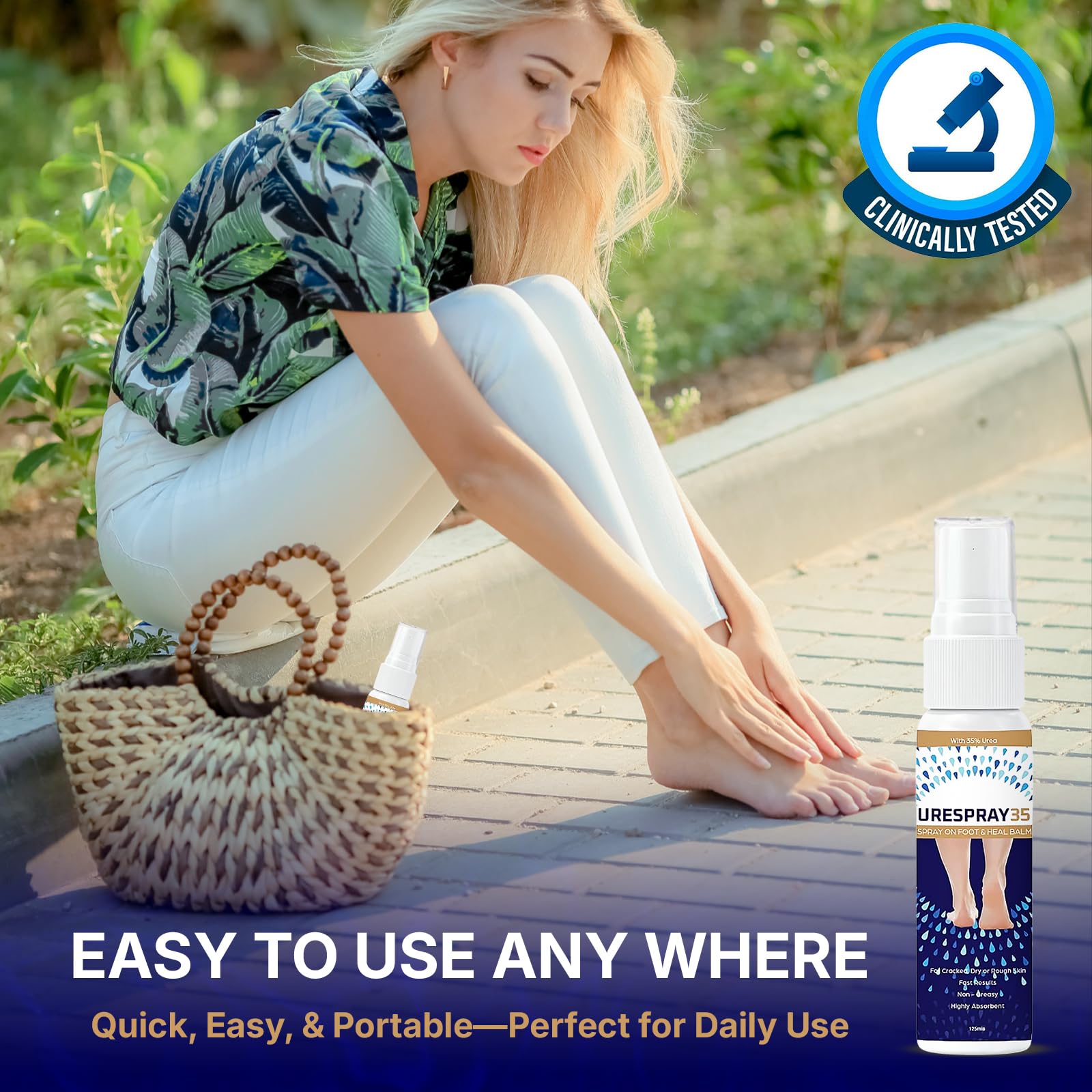 URESPRAY 35% Urea Foot & Heel Spray - 125ML Moisturizing Treatment for Dry, Cracked Feet, Heels, Knees & Elbows - Intensive Skin Repair, Callus Remover, Dead Skin Care & Cuticle Softener Spray