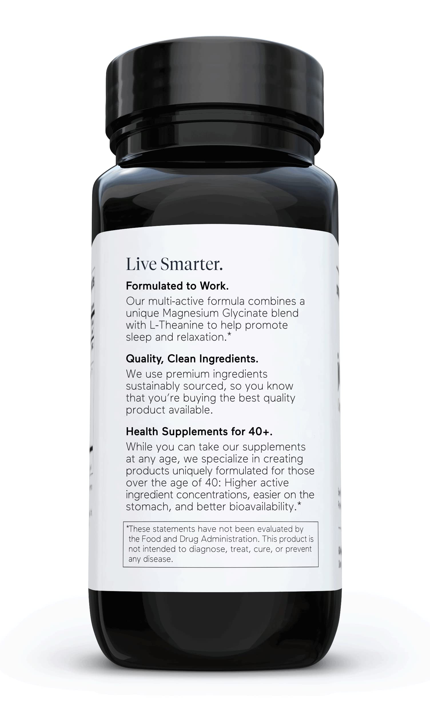 Smarter Nutrition Magnesium Complex - Chelated Mag Glycinate and Citrate, Malate, Hydroxide - Sleep & Stress Support with L-Theanine for Muscles, Nerves - Soy-Free - 60 Count - 30-Day Supply
