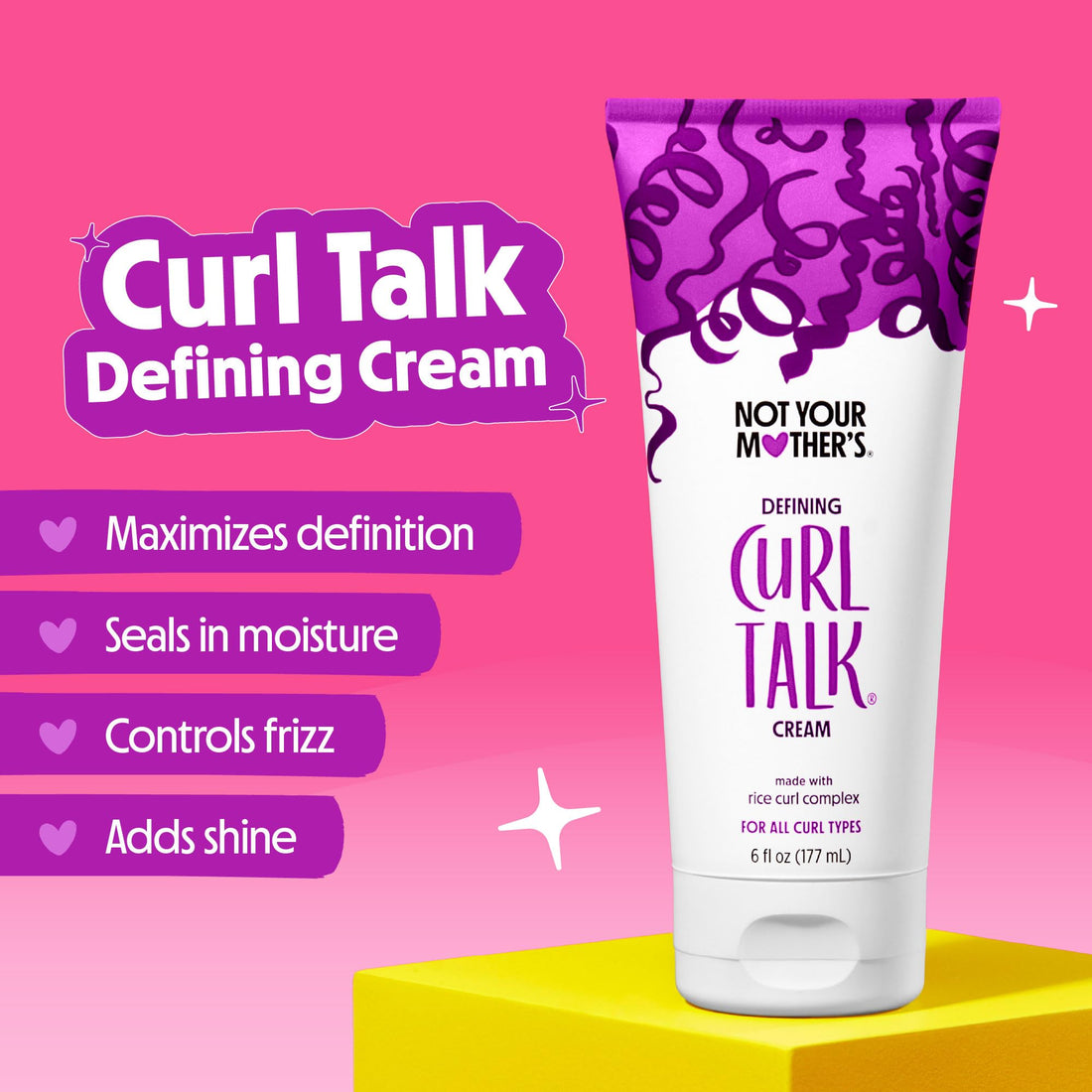Not Your Mother's Curl Talk Frizz Control Sculpting Gel, Defining Cream, and Refreshing Curl Foam (3-Pack) - 6 and 8 fl oz - Formulated with Rice Curl Complex - For All Curly Hair Types