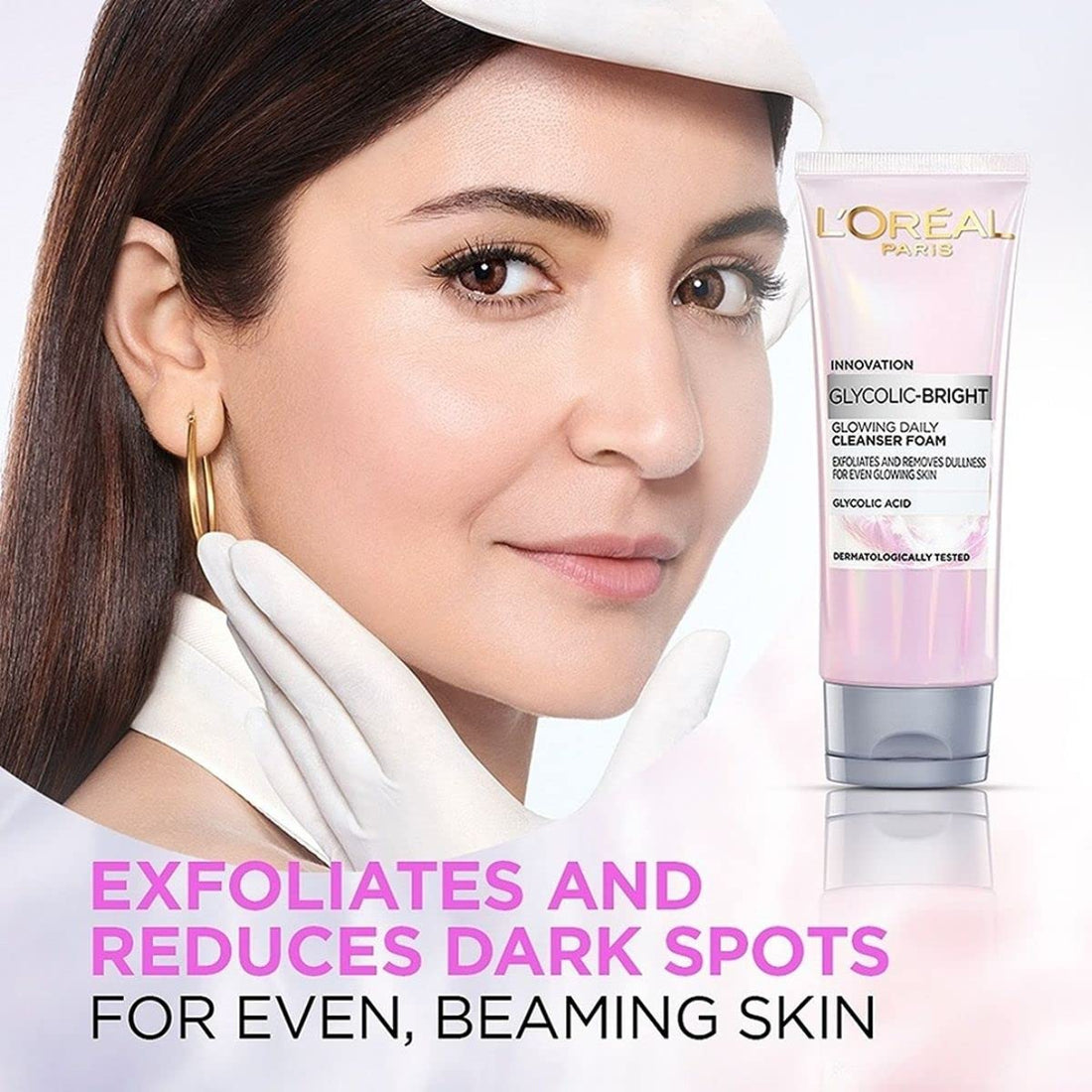 L'Oreal Paris Glycolic Bright Daily Foaming Facial Cleanser, 50ml |Daily Glowing Face Wash for Dull Skin