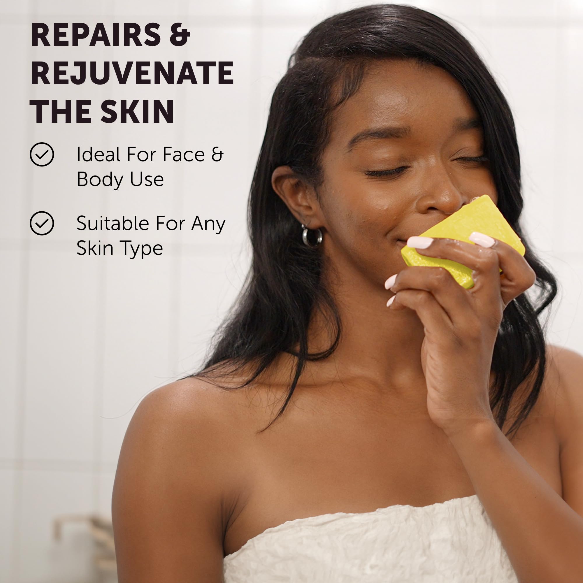 VALITIC Brightening Lemon & Turmeric Kojic Acid Soap, Vitamin C, Retinol - Original Japanese Complex with Hyaluronic Acid, Vitamin E, Shea Butter, Castile Olive Oil - 3 Pack Bundle with African Net