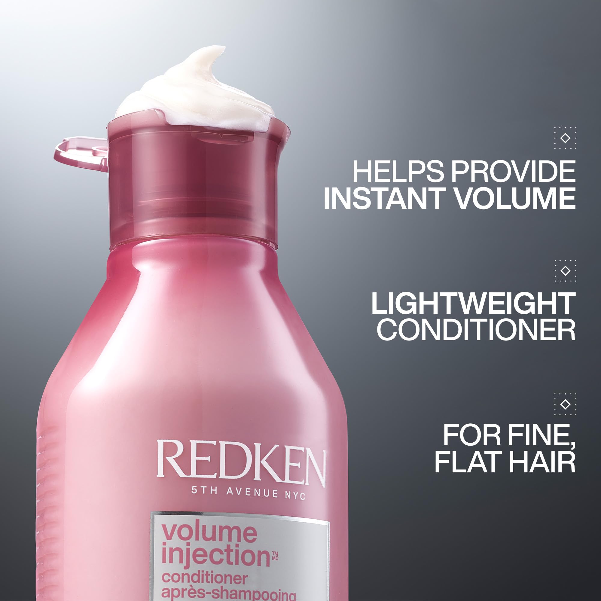 Redken Volume Injection Conditioner | For Fine Hair | Detangles & Adds Volume | 33.8 Fl Oz, 33.8 fl. oz