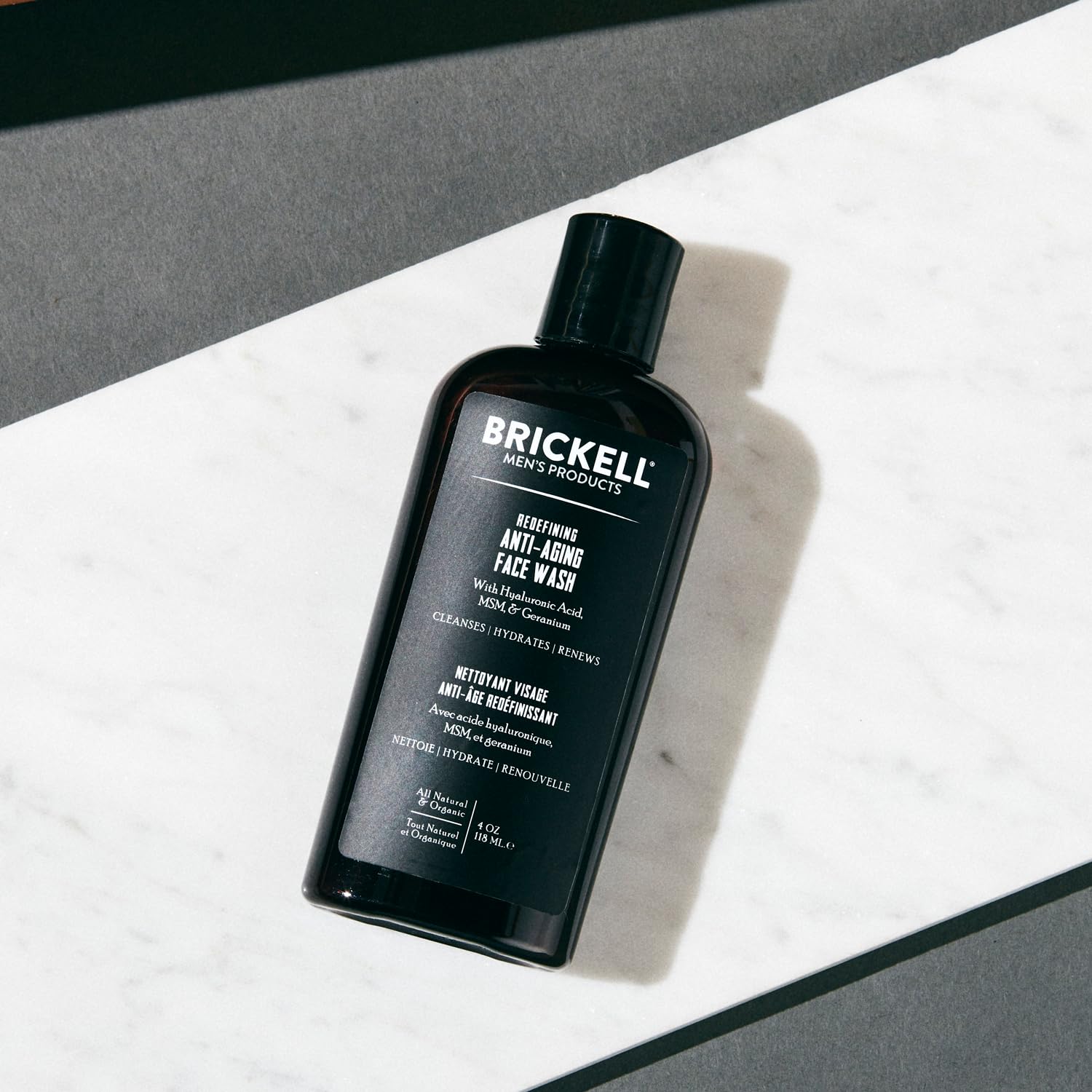 Brickell Men's Redefining Anti-Aging Face Wash For Men, Natural and Organic, Foaming Gel Face Wash Firms & Plumps Skin to Reduce Signs of Aging (Scented, 4 oz)