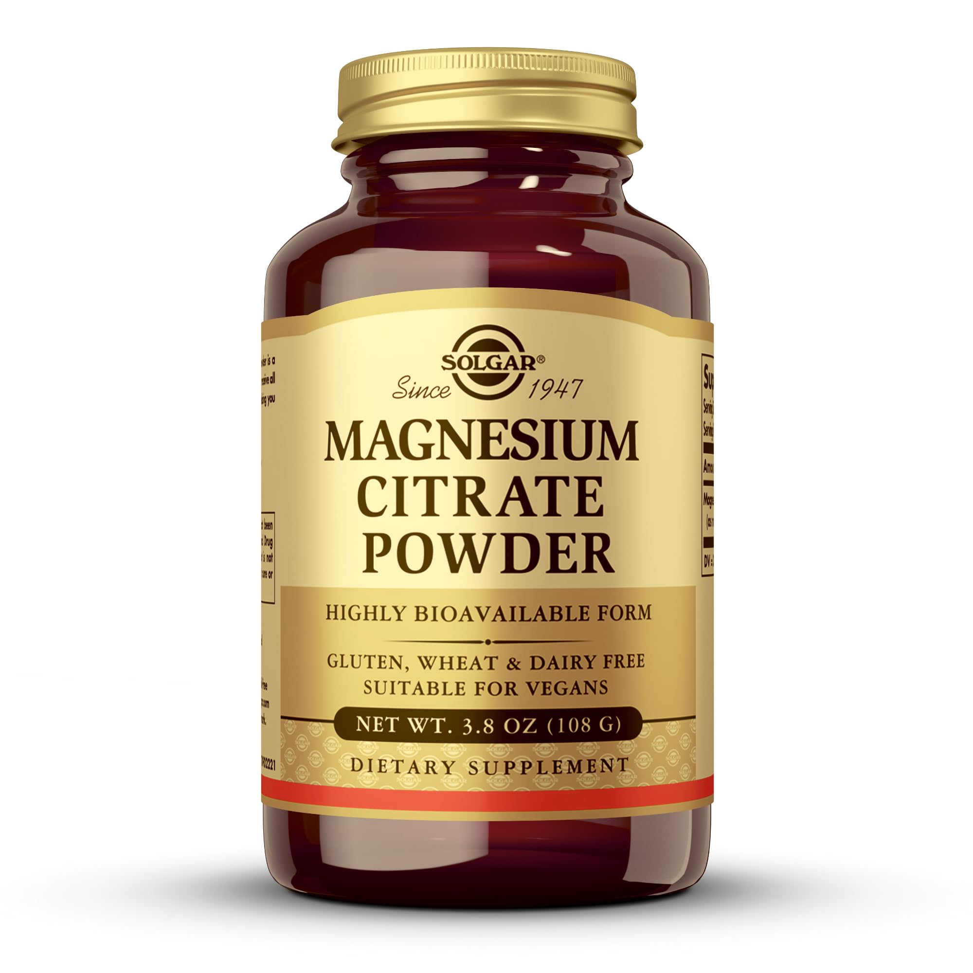 Solgar Magnesium Citrate Powder - 3.8 oz - Vegan, Gluten & Dairy Free - Approx. 60 Servings