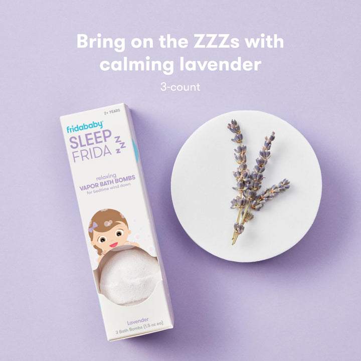 Frida Baby Natural Sleep Bath Bombs, Easter Basket Stuffer for Kids, Lavender Essential Oil Bath Bombs for Bedtime, Relaxing & Calming Shower Bombs with Aromatherapy Oil for Better Sleep