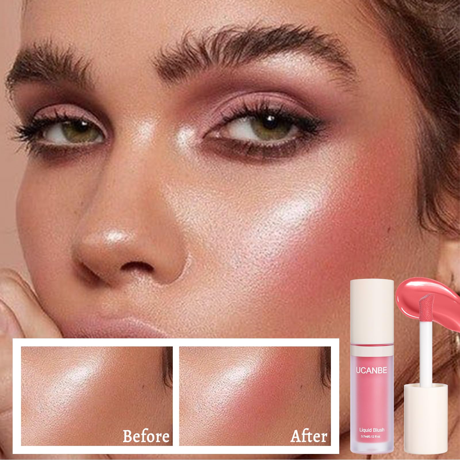 UCANBE Liquid Matte Blush Makeup for Cheeks, Highly Pigmented, Long Lasting, Anti-scratch, Natural-Looking, Daily Use Makeup Blush Suitable for Women Girls(04 Coral)