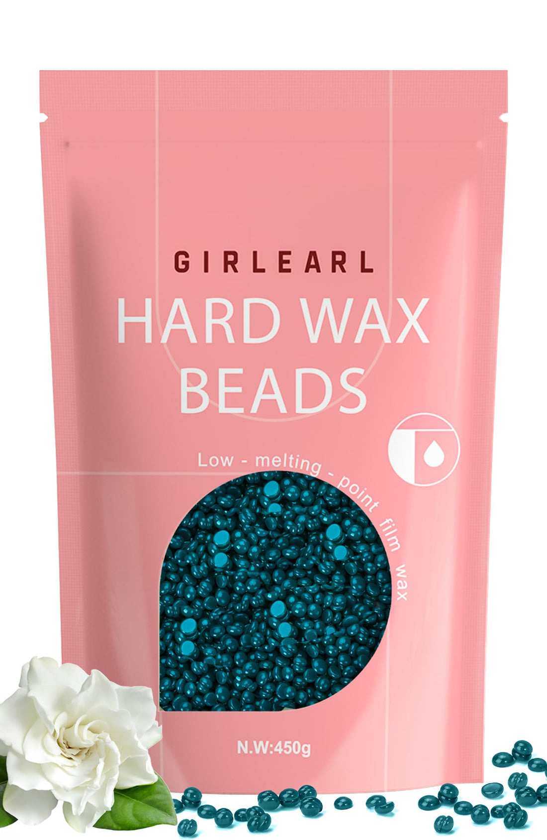 GIRLEARLE Hard Wax, Jasmine Infused Wax Beans for Sensitive Skin, 1lb, Wax for Hair Removal, Bikini, Legs, Eyebrow, Facial, Full Body Waxing for Women and Men