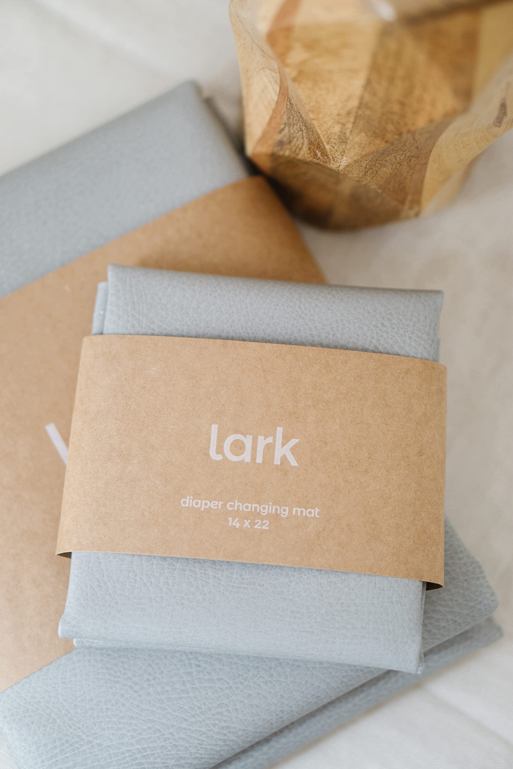 Vegan Leather Baby Changing Mat by Lark Baby Goods - Waterproof Wipeable Portable Diaper Pad - Foldable for Travel (14 x 22 in) - Grey