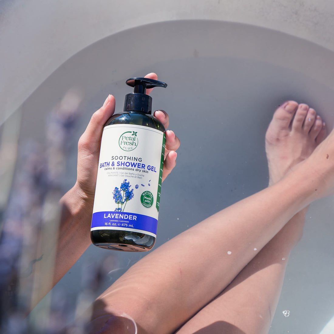 Petal Fresh Pure Soothing Lavender Bath and Shower Gel | Calming, Nourishing Body Cleanser | Vegan and Cruelty Free - 475 ml