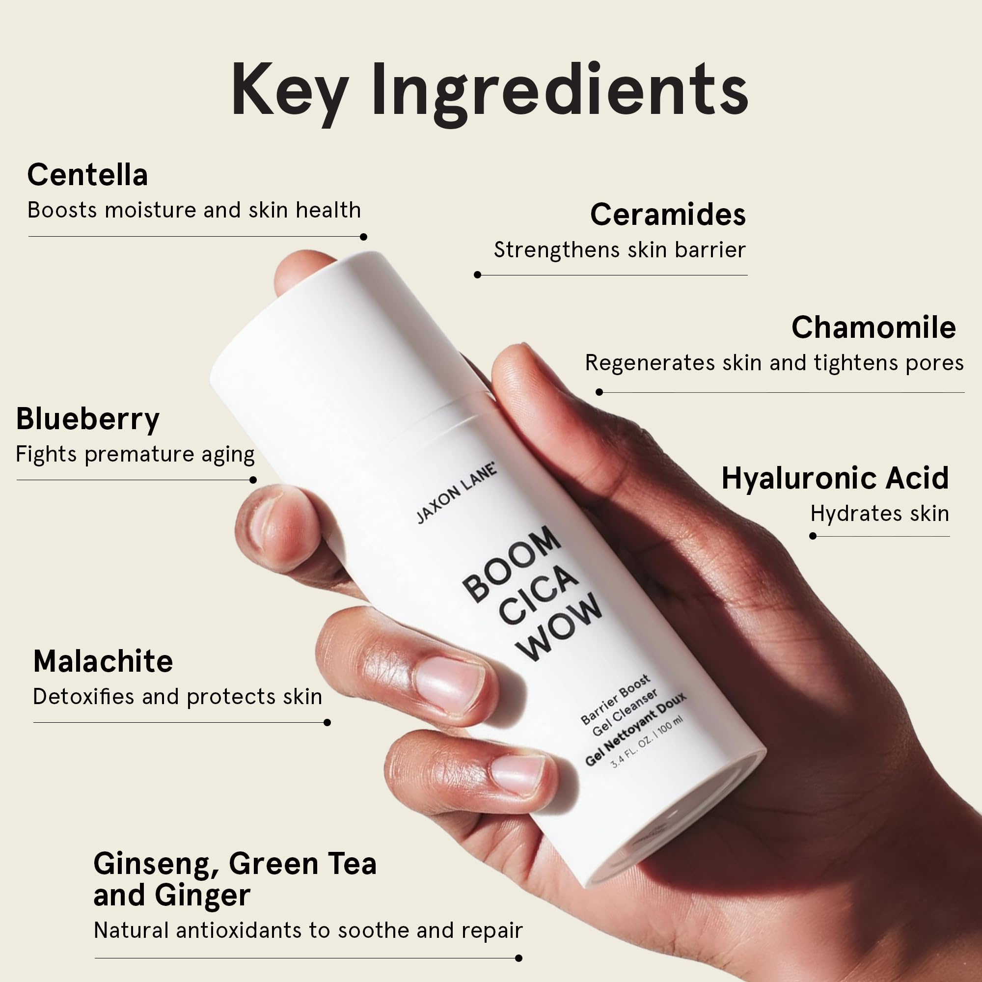 Centella Face Wash | BOOM CICA WOW Barrier Boost Gel Cleanser, Hydrating Mens Face Wash for Oily, Dry & Acne Prone Skin, Daily Facial Cleanser for Men, Male Skin with Moisturizing Hyaluronic Acid