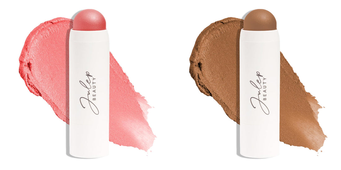 Julep Skip the Brush Multi-Purpose Color Stick for Eyes, Cheeks, and Lip Duo Neutral Bronze and Golden Guava - Blendable, Buildable Color