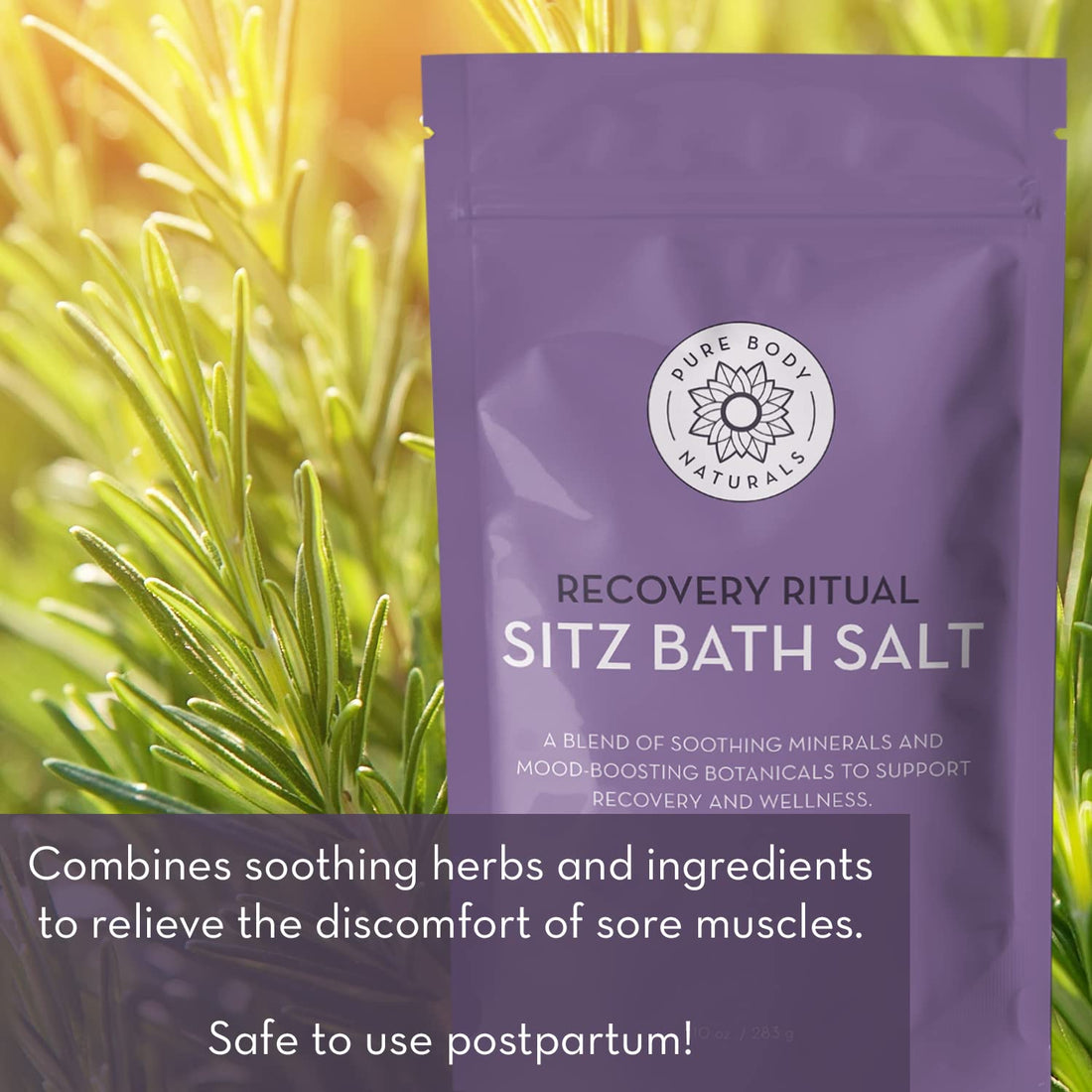 Sitz Bath Salt, Postpartum Bath Salt and Hemorrhoid Treatment, All-Natural Sitz Bath Soak, 10 oz by Pure Body Naturals