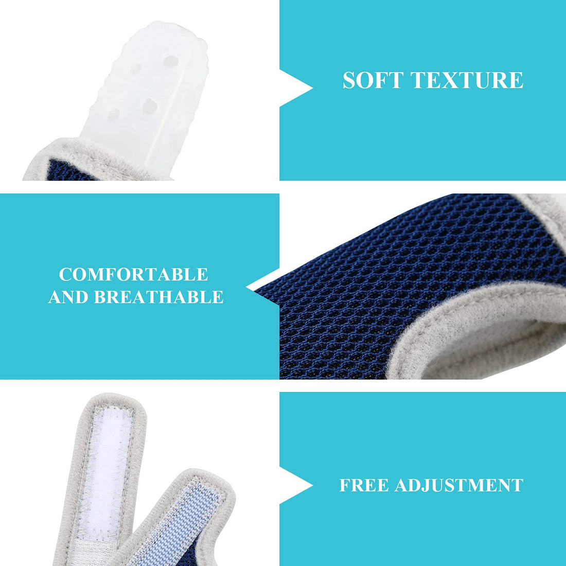 2 Pieces Silicone Toddler Baby Finger Guard with Breathable Wrist Band Thumb Kit to Prevent Children from Sucking Fingers (Blue)