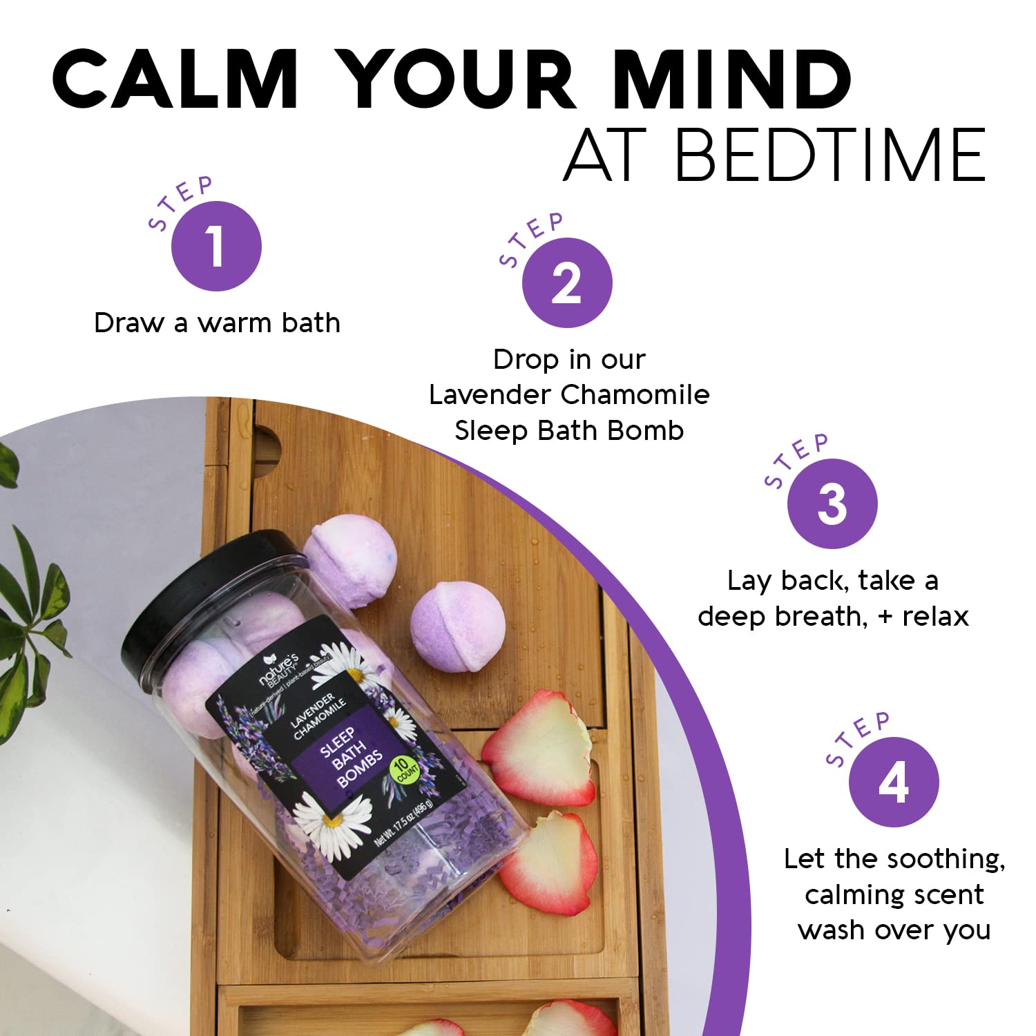 Nature's Beauty Lavender Chamomile Sleep Bath Bomb Gift Set Multi-Pack- Luxury Fizzy Relax Spa Bomb w/Vanilla + Citrus Scent Made with Coconut Oil + Witch Hazel, 17.5 oz | 10 ct ea (2 Pack)