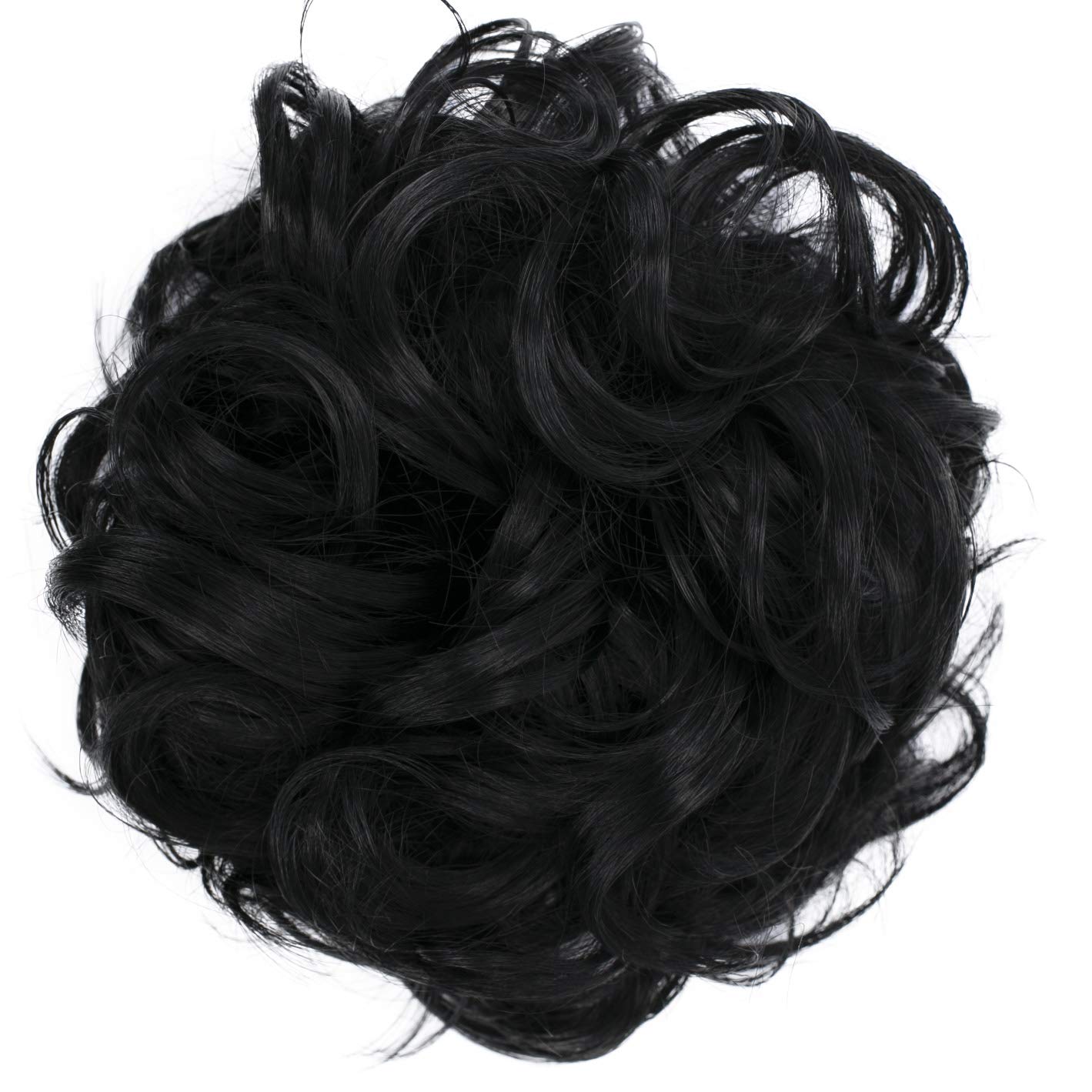 Black G1E_1 : PRETTYSHOP Hairpiece Hair Rubber Scrunchie Scrunchy Updos VOLUMINOUS Curly Messy Bun Black G1E_1
