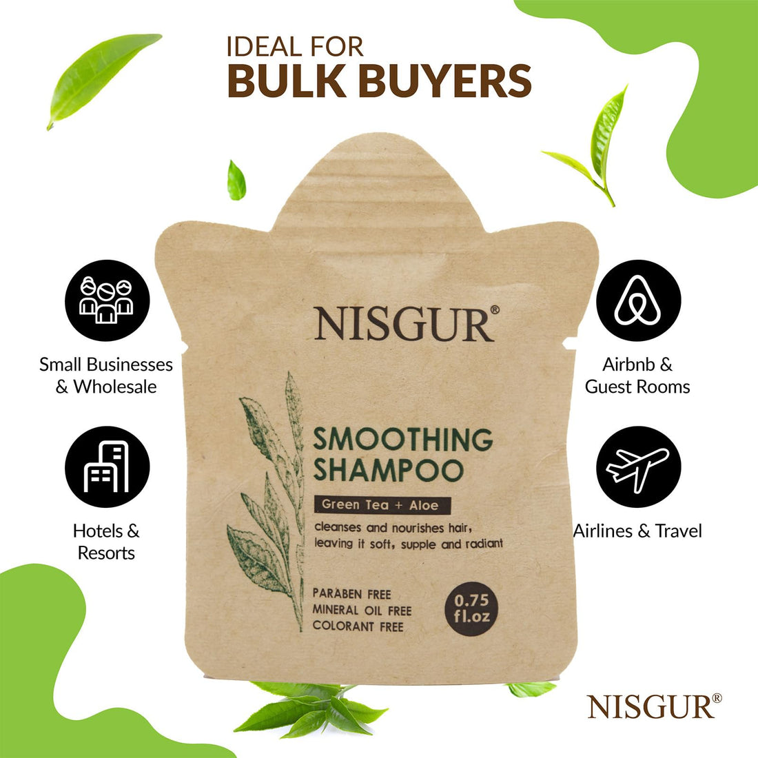 NISGUR Hotel Shampoo Bulk 0.75 oz Pack of 100 Travel Shampoo Kraft Paper Pouch