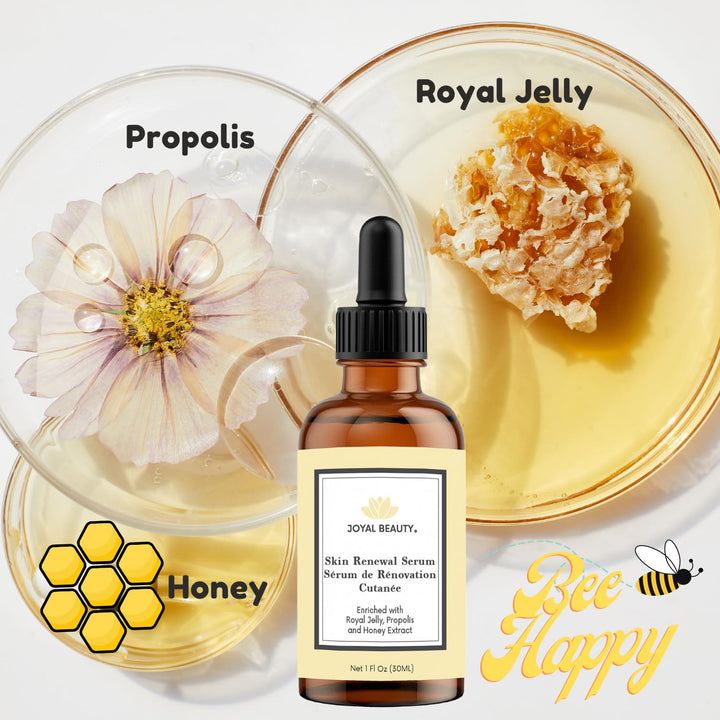 JOYAL BEAUTY Organic Royal Jelly Skin Renewal Serum for Face Skin Eyes. Best Intensive Firming Renewing Resurfacing Solution Enriched with Honey, Bee Propolis for Flawless Baby Soft Skin