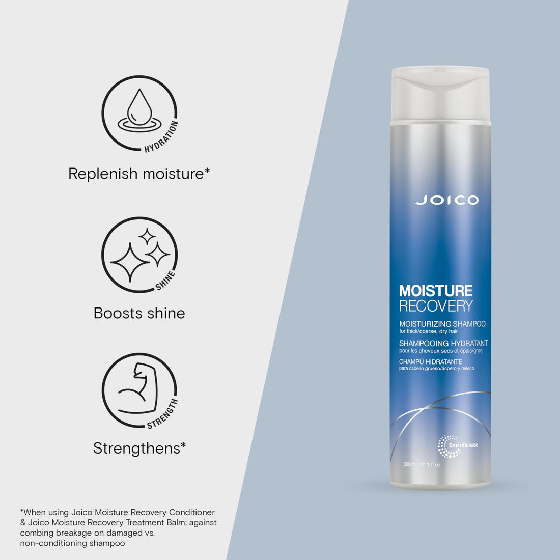 Joico Moisturizing Shampoo for Thick, Coarse, Dry Hair - Restores Moisture, Strength with Jojoba Oil & Shea Butter, 10.1oz