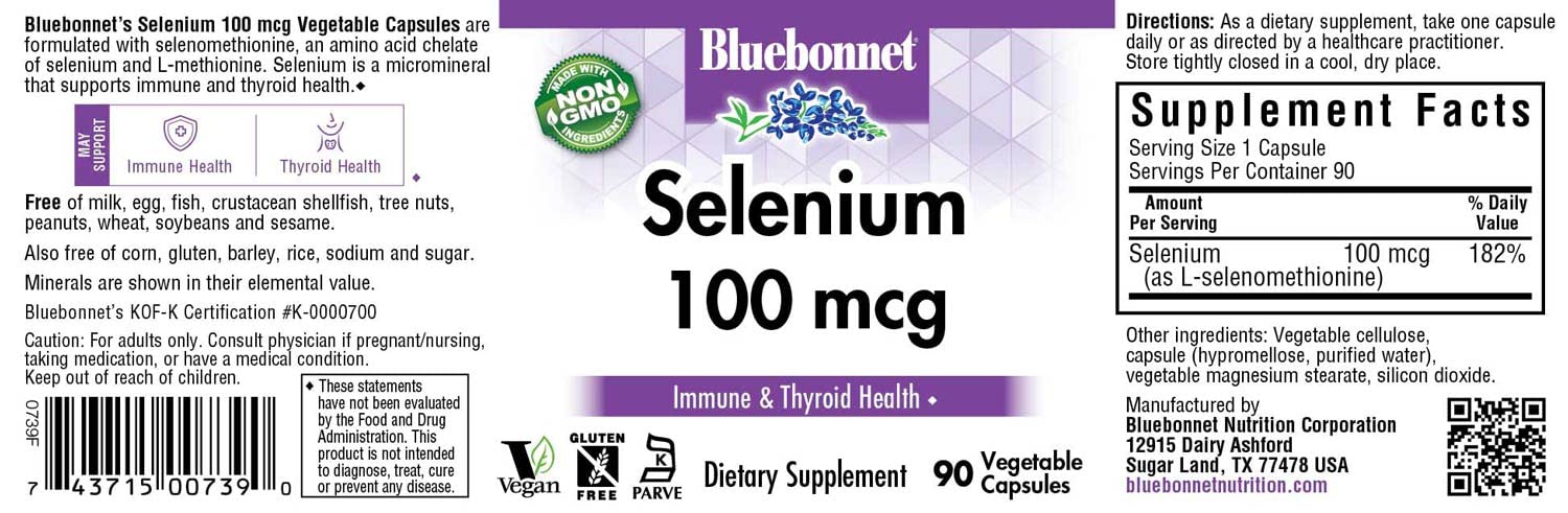 BLUEBONNET NUTRITION SELENIUM 100 mcg