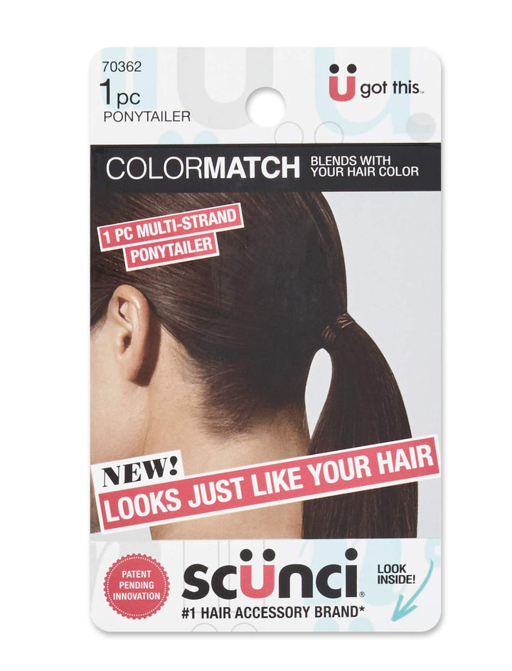Scunci Color Match Multi-Strand Ponytailer Hair Elastic, Brown