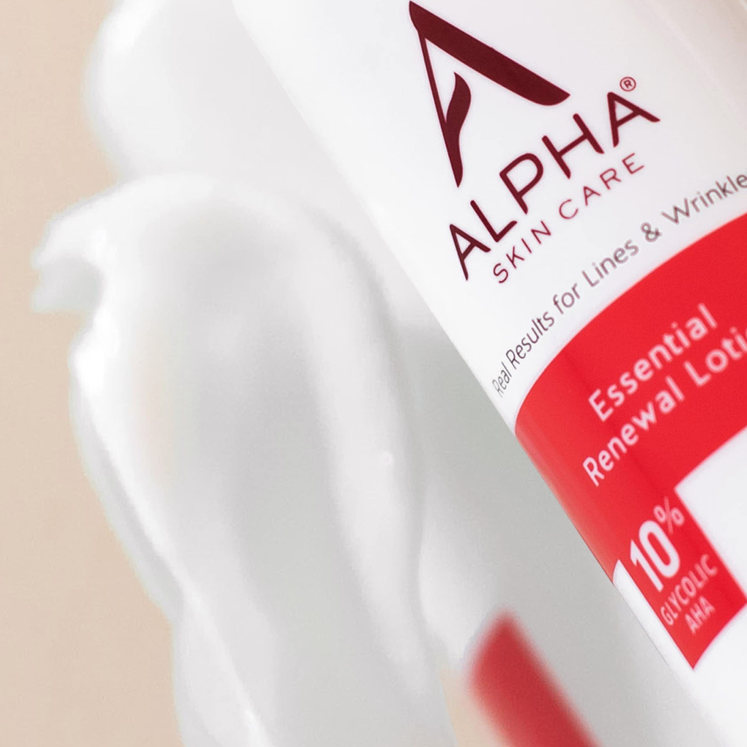 Alpha Skin Care - Essential Renewal Lotion, 10% Glycolic AHA, Real Results for Lines and Wrinkles| Fragrance-Free and Paraben-Free| 4-Ounce (Packaging May Vary)