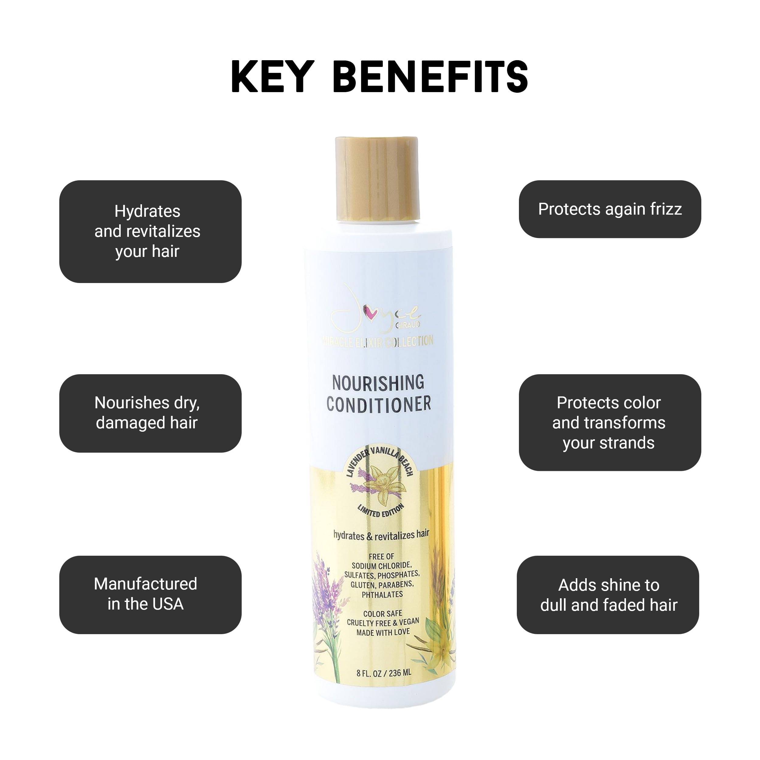 Joyce Giraud Nourishing Conditioner, Lavender Vanilla Beach, Restores Moisture & Adds Shine, 8 Fl. Oz