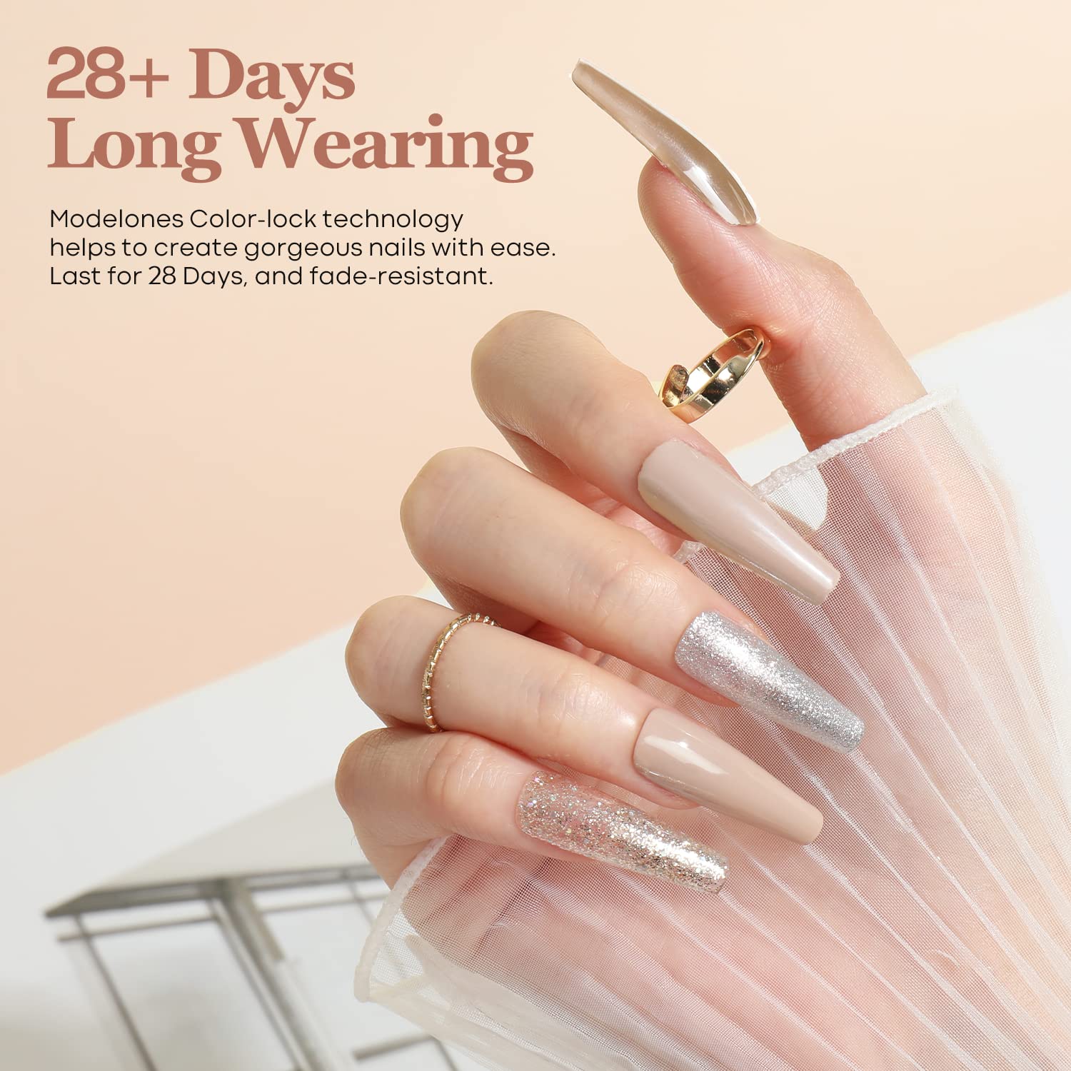 modelones Gel Nail Polish, 15ML Neutral Nude Gel Polish Color Soak Off LED Skin Tone Tan Color Nail Gel Polish Natural Nail Polish Long Wear Nail Art Manicure at Home Gift, 0.5 Fl Ounce