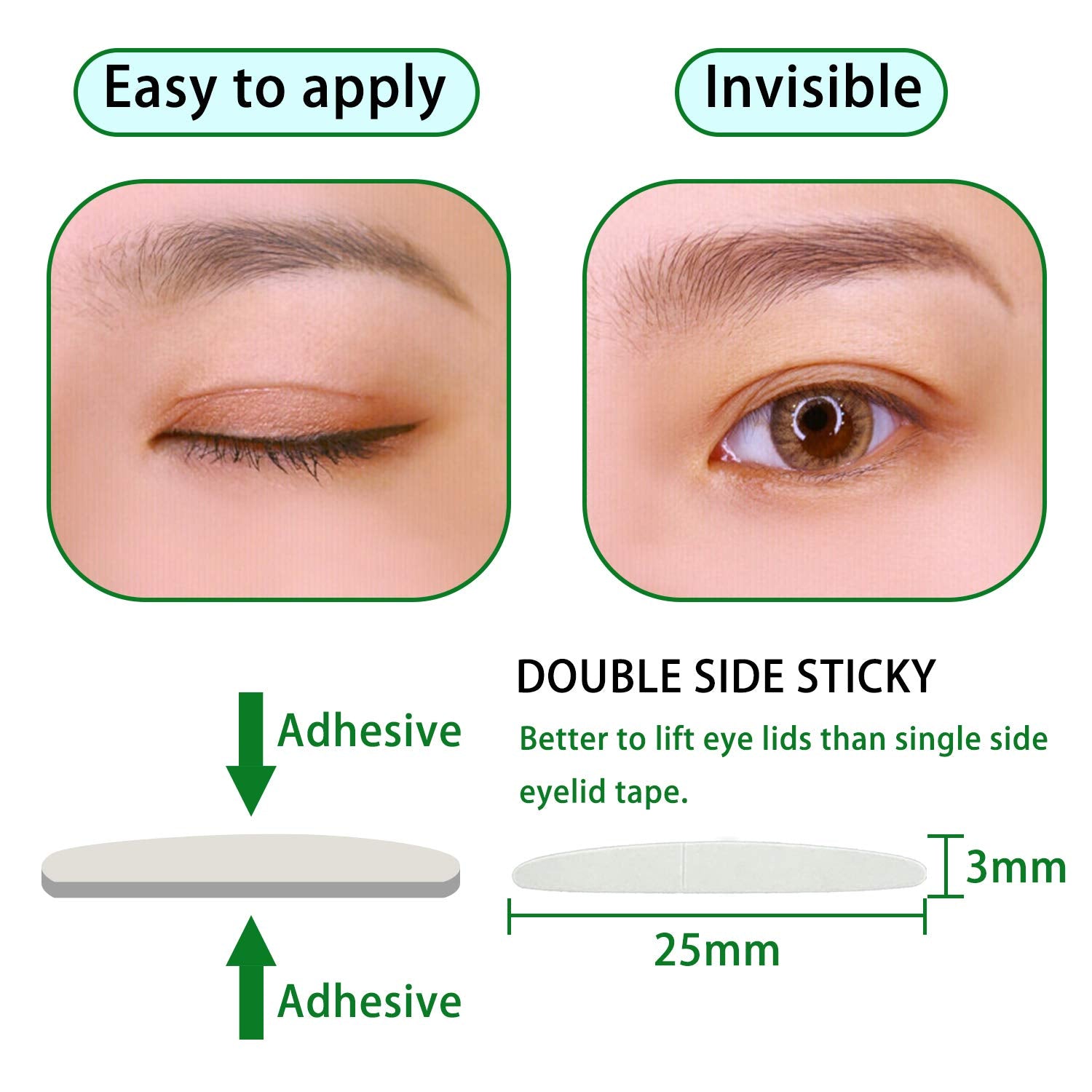 2 Packs Invisible Double Side Eyelid Tapes Stickers, Medical-use Adhesive Eyelid Strips, Instant Eye Lift Without Surgery, Perfect for Hooded, Droopy, Uneven, Mono-eyelids