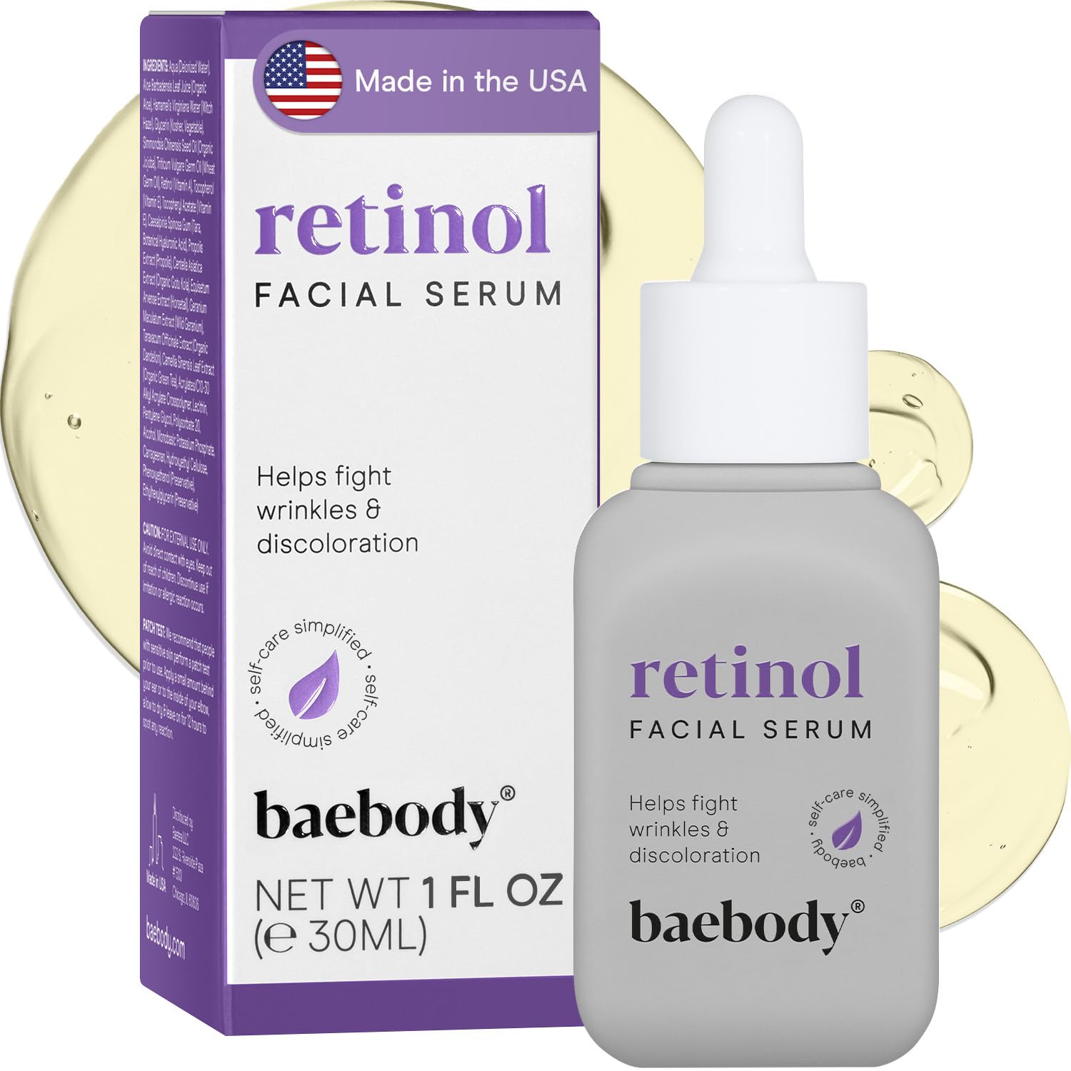 Baebody Retinol Serum 2.5% for Face, Professional Anti-Aging Topical Facial Serum, Anti-Wrinkle & Reduce Fine Lines, Clinical Strength Organic Ingredients w Vitamin E, Hyaluronic Acid, Jojoba Oil 1oz