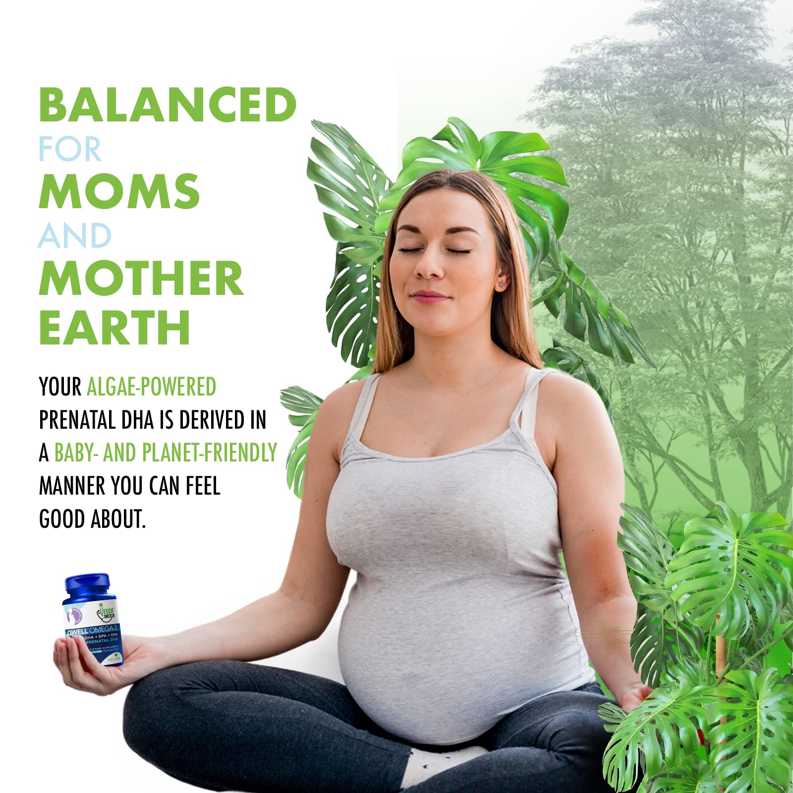 The Veggie Doctor - Vegan Prenatal Vitamins with DHA (60 Count) Omega-3 – Qwell Better Than Fish Oil, Brain Function – 820 Mg Algae DHA & EPA, Vegan Prenatal Vitamins with Vitamin E, Carrageenan-Free