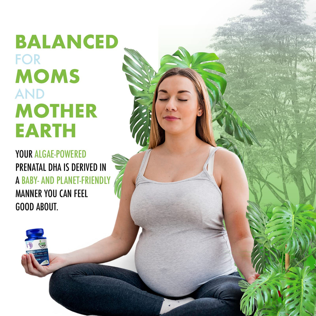 The Veggie Doctor - Vegan Prenatal Vitamins with DHA (60 Count) Omega-3 – Qwell Better Than Fish Oil, Brain Function – 820 Mg Algae DHA & EPA, Vegan Prenatal Vitamins with Vitamin E, Carrageenan-Free