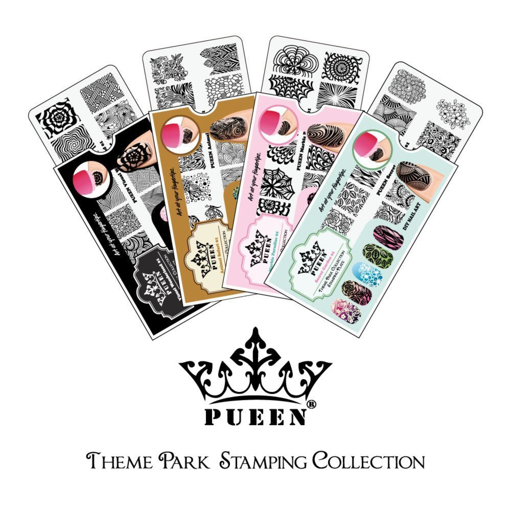 PUEEN Nail Art Stamping Plate - Visual Wonderland 01 - Theme Park Collection 125x65mm Unique Nailart Polish Stamping Manicure Image Plates Accessories Kit - BH000714