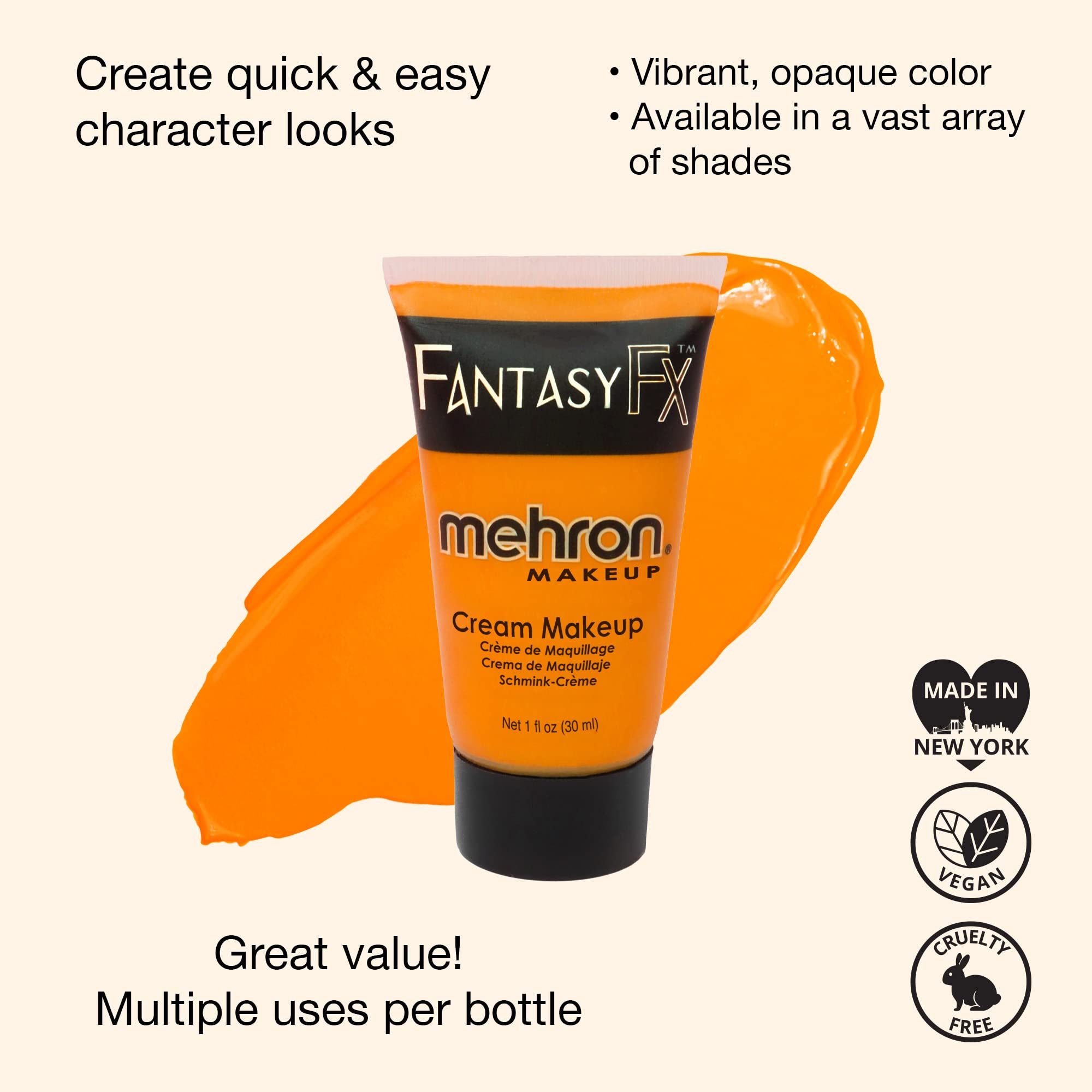 Mehron Makeup Fantasy F/X Water Based Face & Body Paint (1 oz) (Orange)