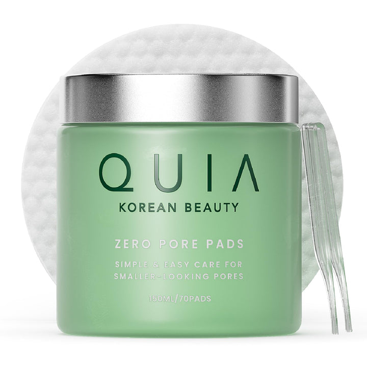 QUIA Dual-Action Toner Pads – Exfoliate and Hydrate Pores in One Step – Soothing PHA Formula for Sensitive Skin – Reduces Blackheads and Blemishes- 70 Textured Pads – Korean Skincare